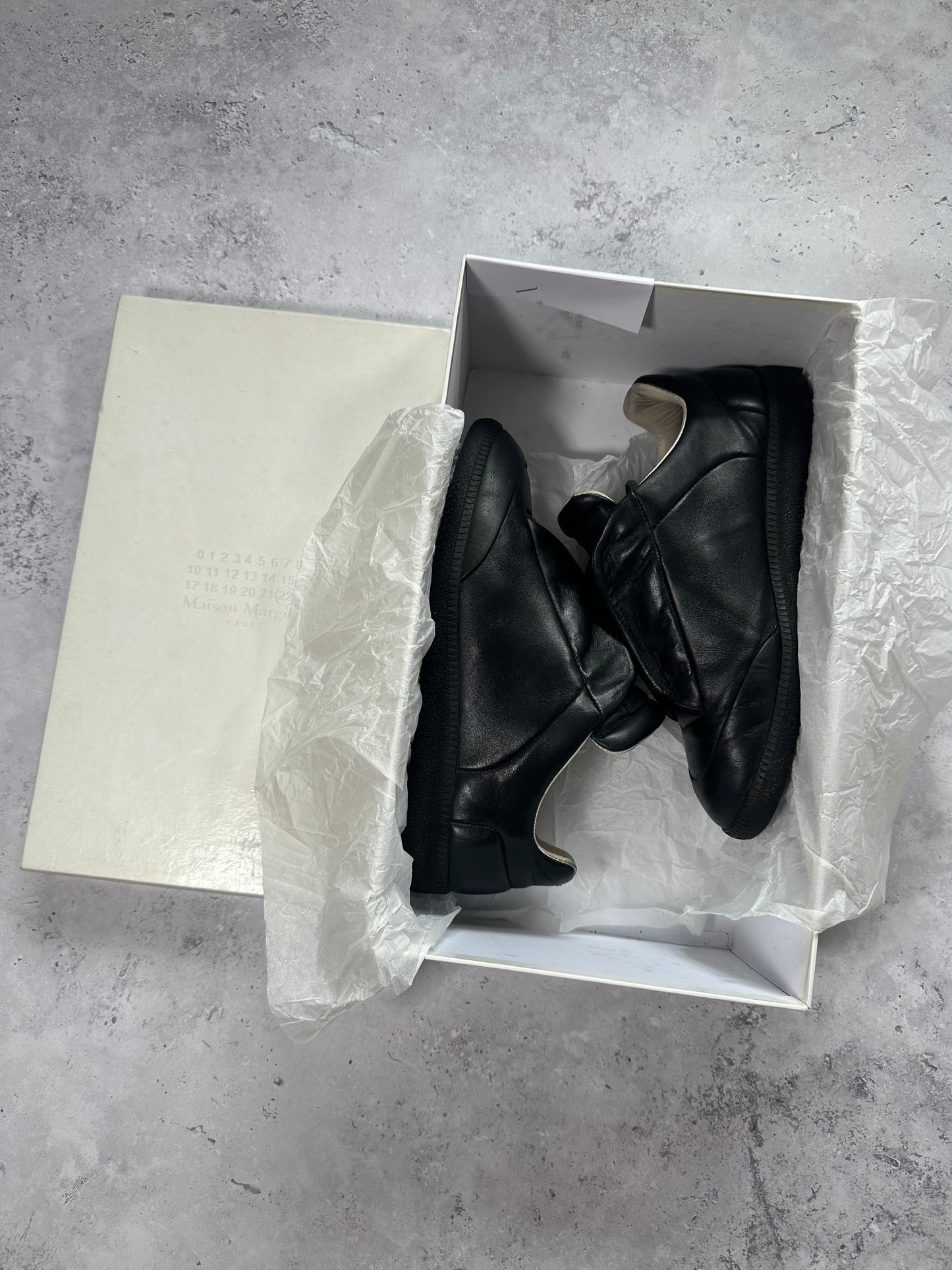 Maison Margiela 2015 Future Low Black Leather Sneakers (EU 39 / UK 6 / US 7)