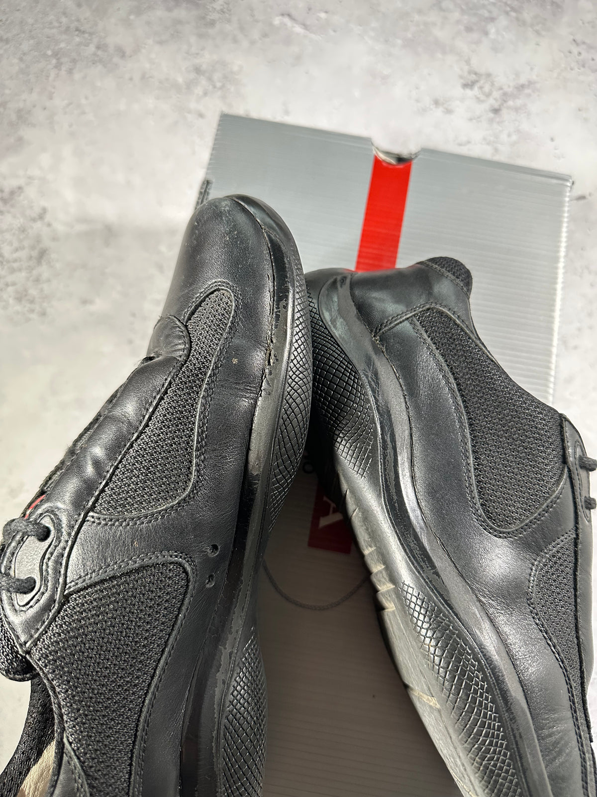 Prada Linea Rossa America’s Cup Sneakers in Black (fits UK8/EU42/ US9. Insole measures 27.5cm)