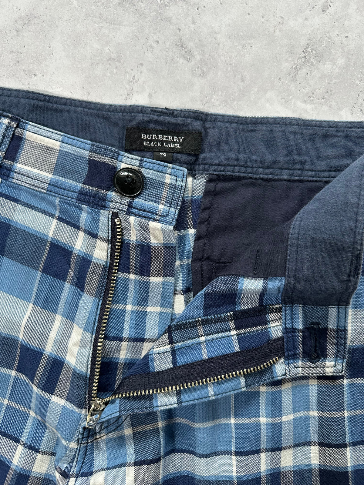 Burberry Black Label 2007 Blue Plaid Shorts (Waist 32” / 79cm)