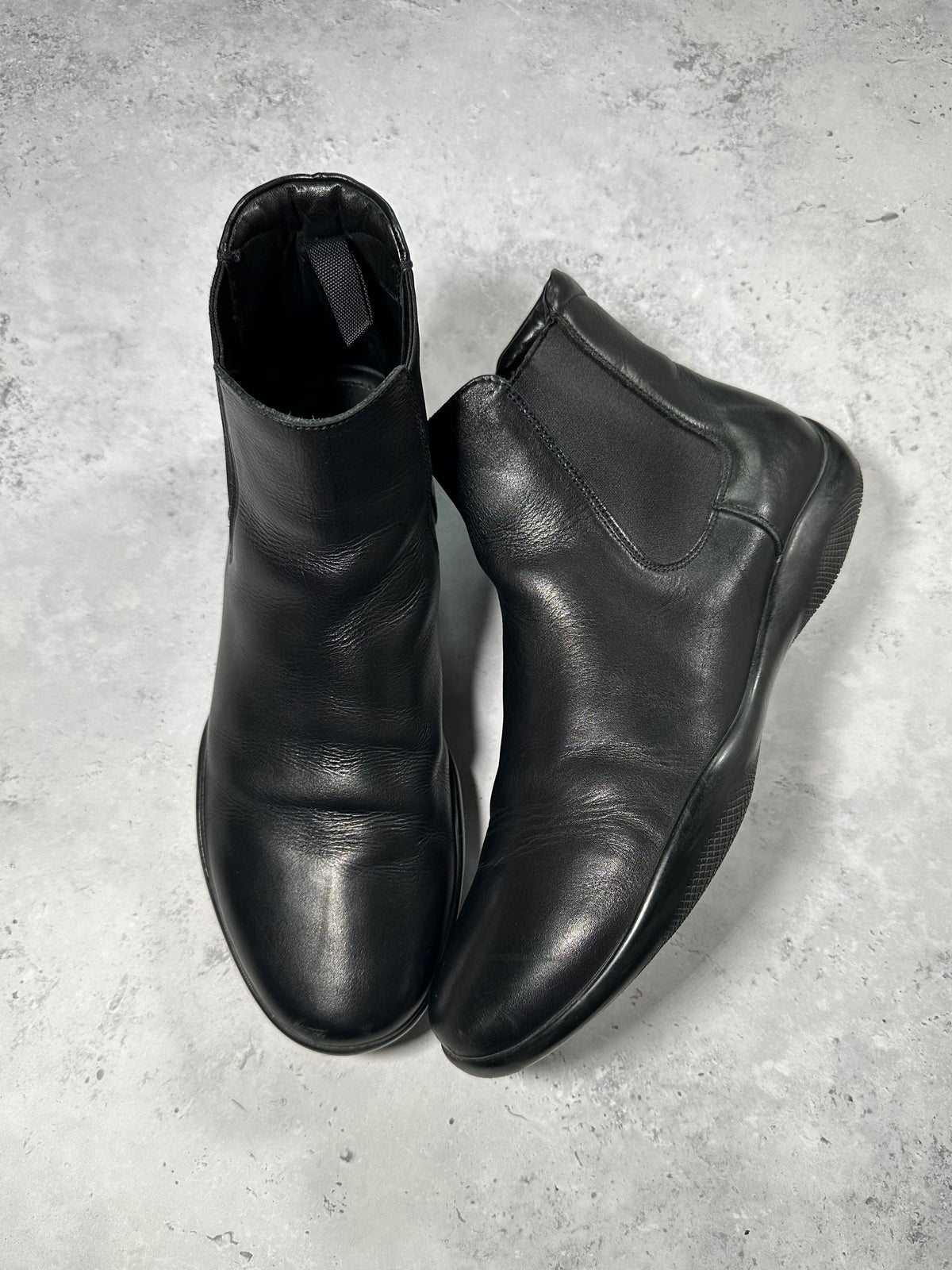 Prada Linea Rossa Leather Chelsea Boots in Black (UK9/EU43/US10)
