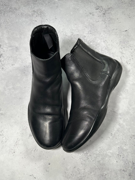 Prada Linea Rossa Leather Chelsea Boots in Black (UK9/EU43/US10)