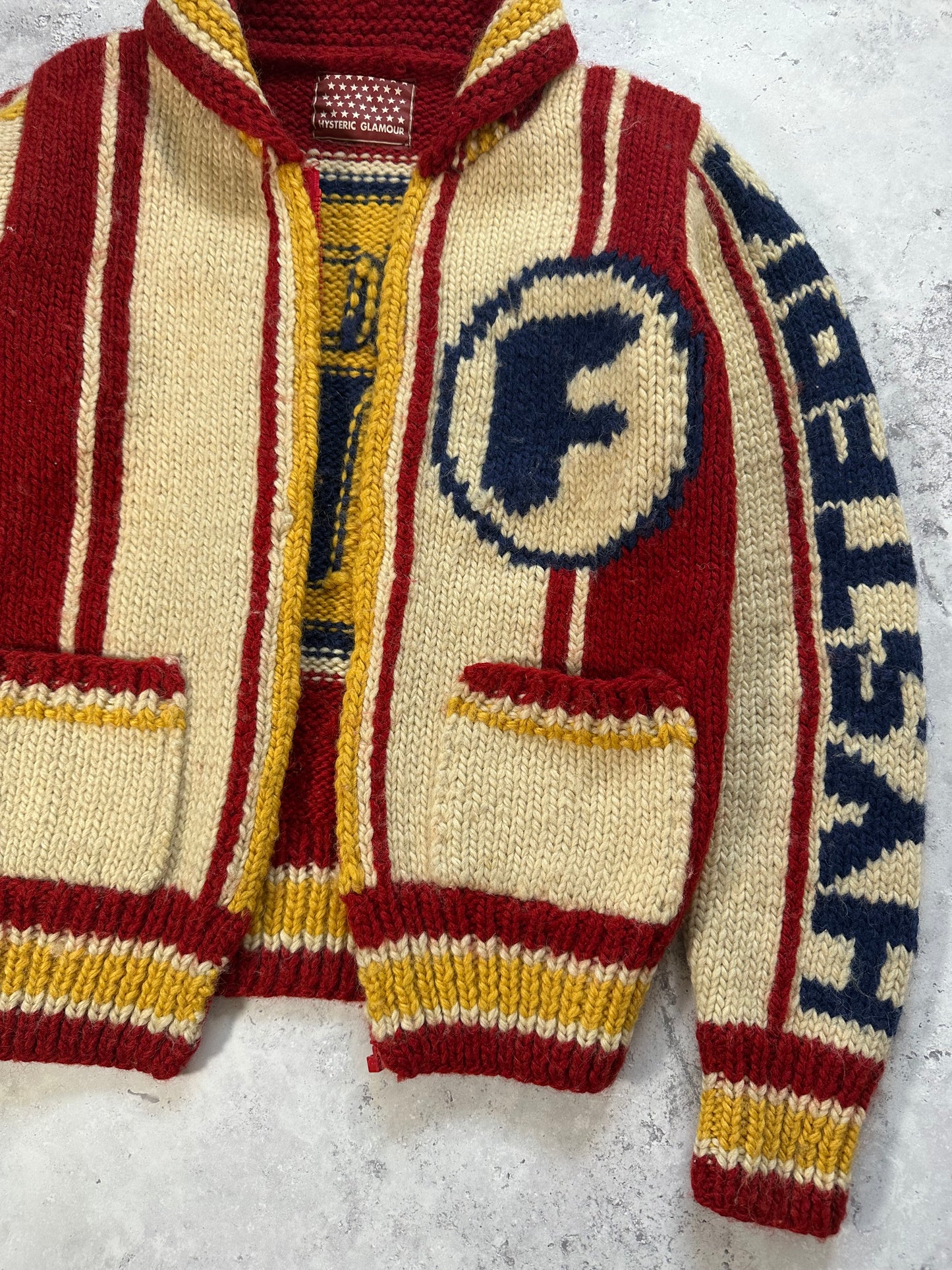 Hysteric Glamour 1990s Heavyweight Varsity Knit Zip Cardigan
