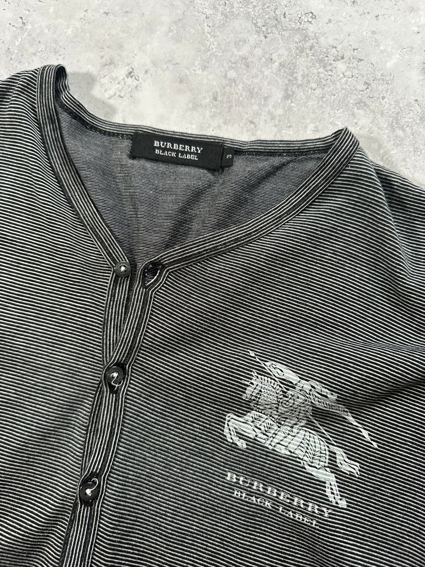 Burberry Black Label 2008 Striped Longsleeve Henley Tshirt (M)
