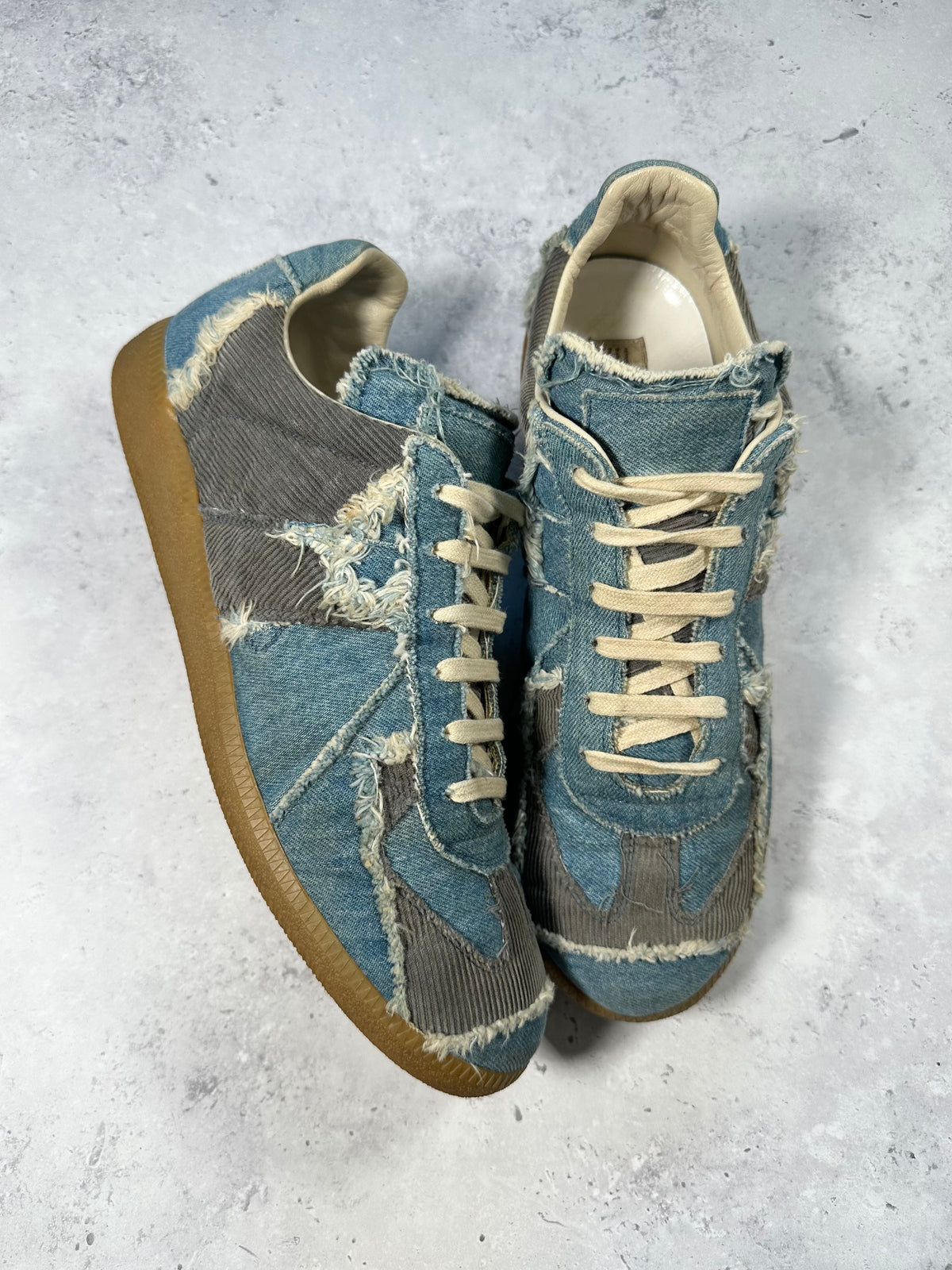 Maison Margiela 2017 Denim Corduroy Patchwork GAT Sneakers (EU44 / UK10 / US11)