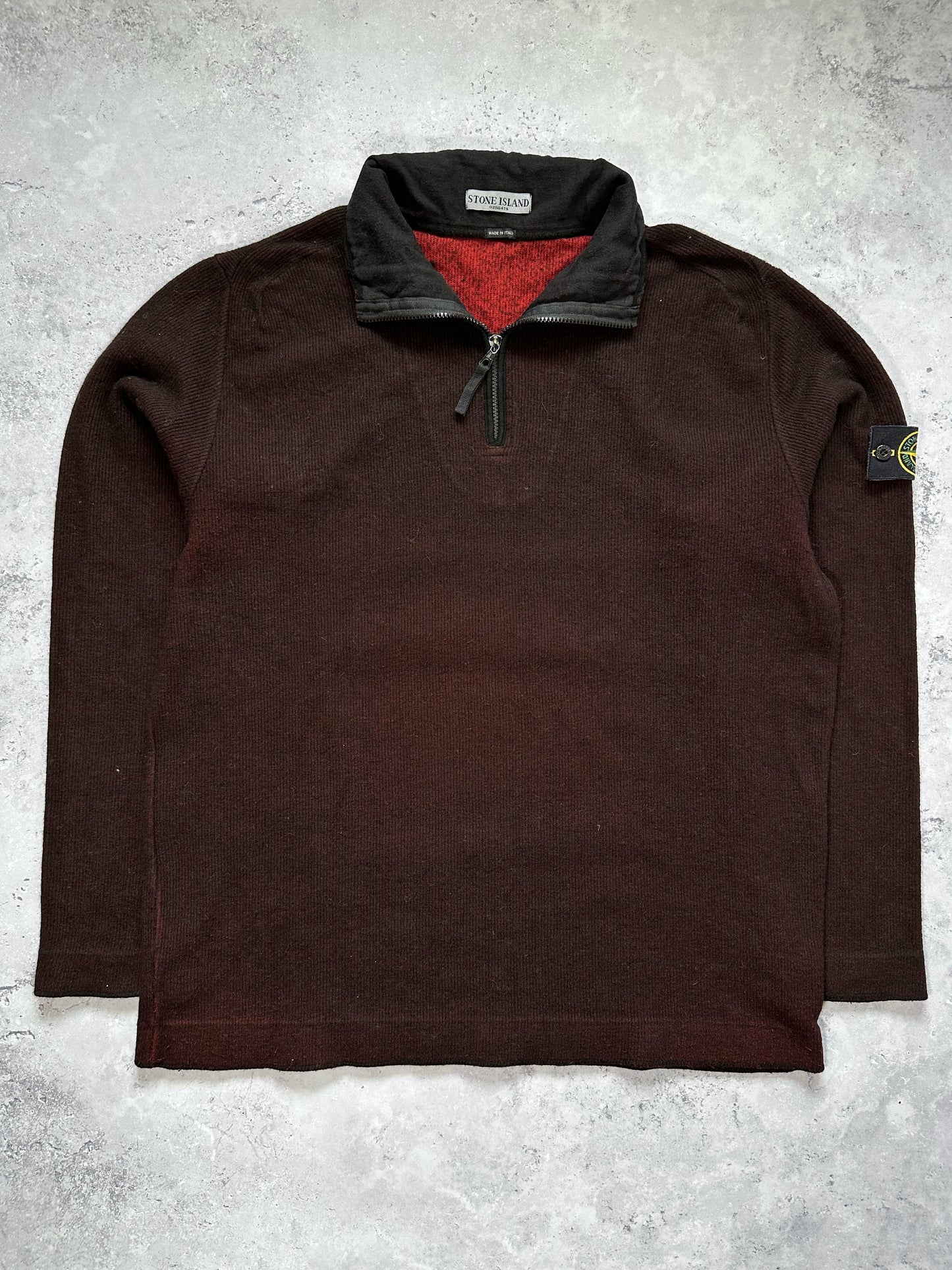 Stone Island 2000s Ribbed Quarterzip Jumper (XXL)