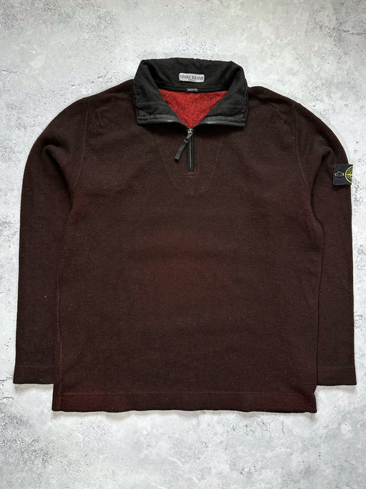Stone Island 2000s Ribbed Quarterzip Jumper (XXL)