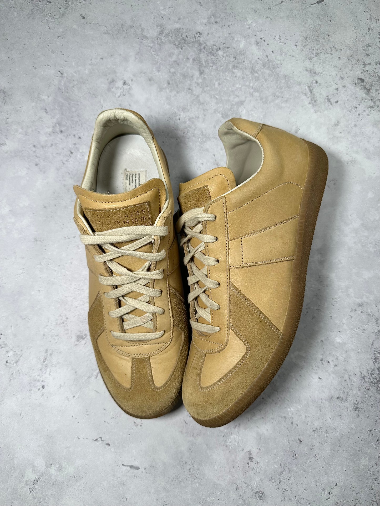 Maison Margiela GAT Natural Tan Leather Low Sneakers EU43