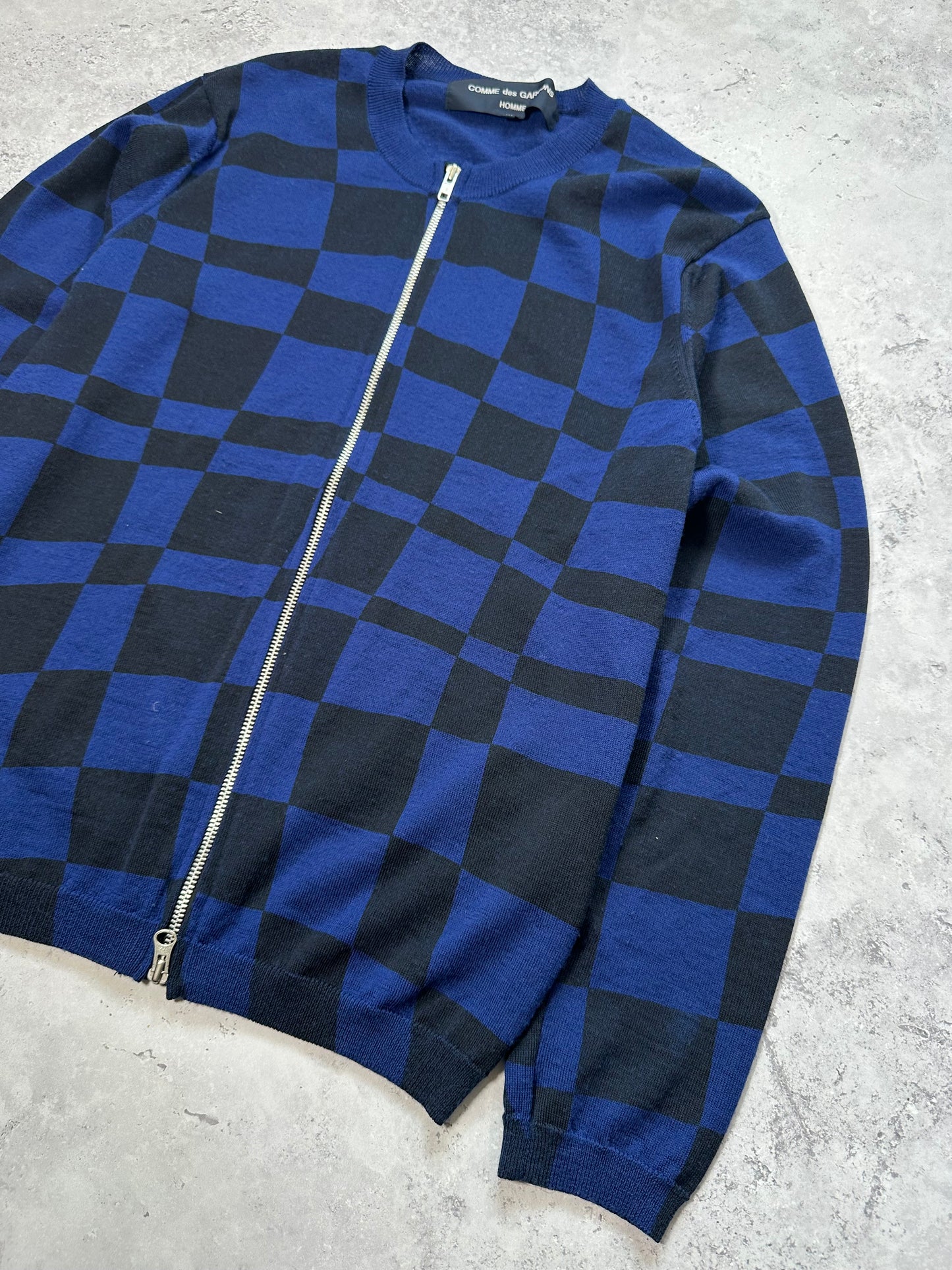 Comme des Garçons Homme AD2004 Checkerboard Zip Knit Cardigan (M)