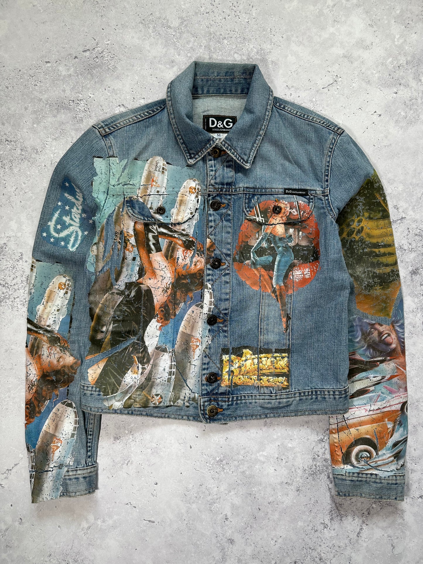 D&G Dolce & Gabbana 2002 Painted Denim Jacket
