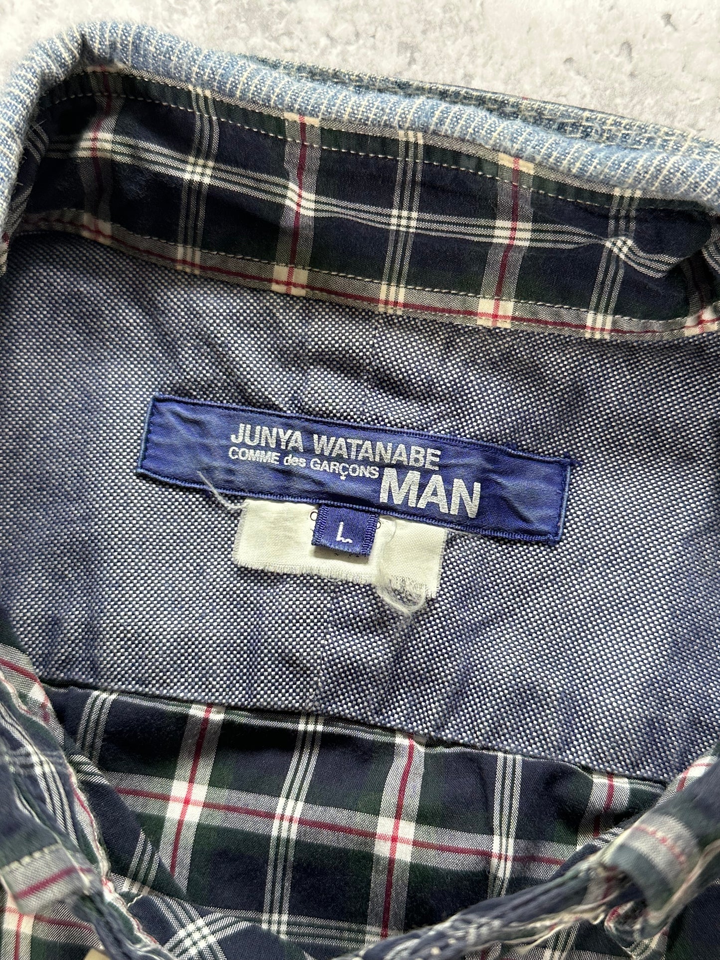 Junya Watanabe MAN Comme des Garçons 2014-15 Plaid Patchwork Longsleeve Shirt (L)