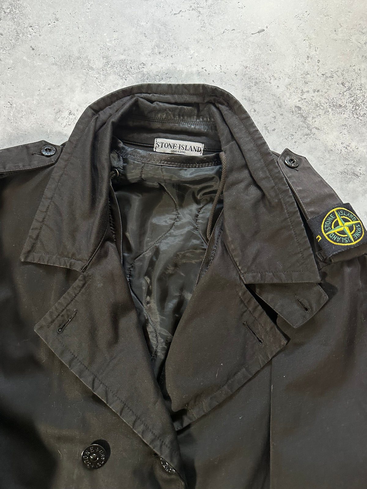 Stone Island AW2006 Raso Gommato Shoulder Badge Trench Jacket by Paul Harvey