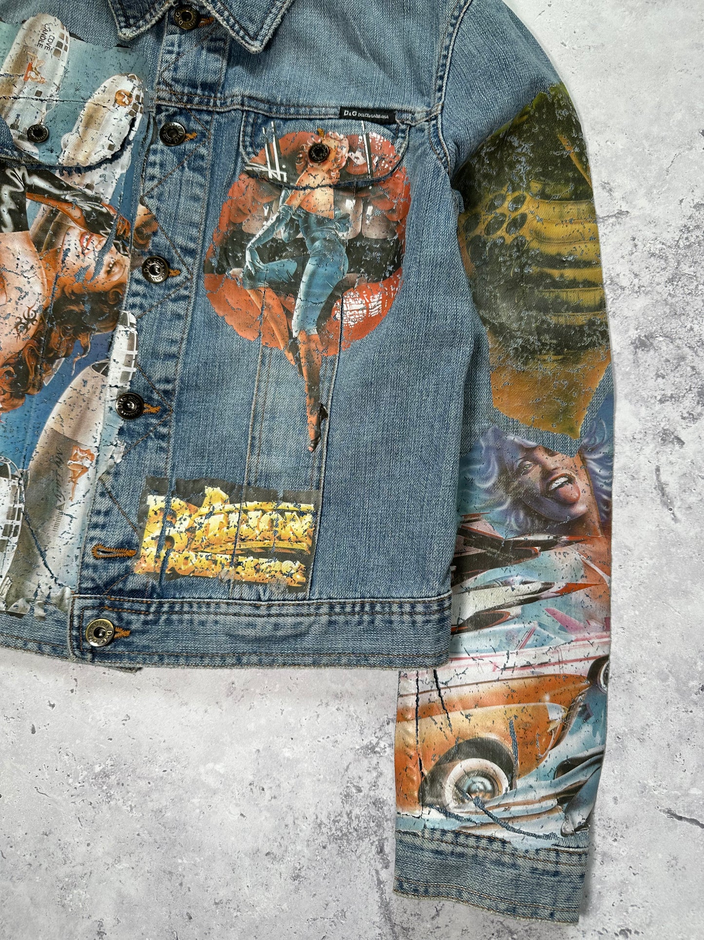 D&G Dolce & Gabbana 2002 Painted Denim Jacket