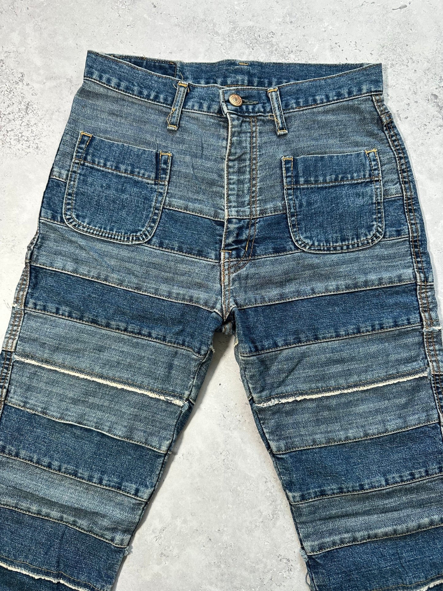 Hysteric Glamour 1990s Hagi Striped Patchwork Denim Jeans