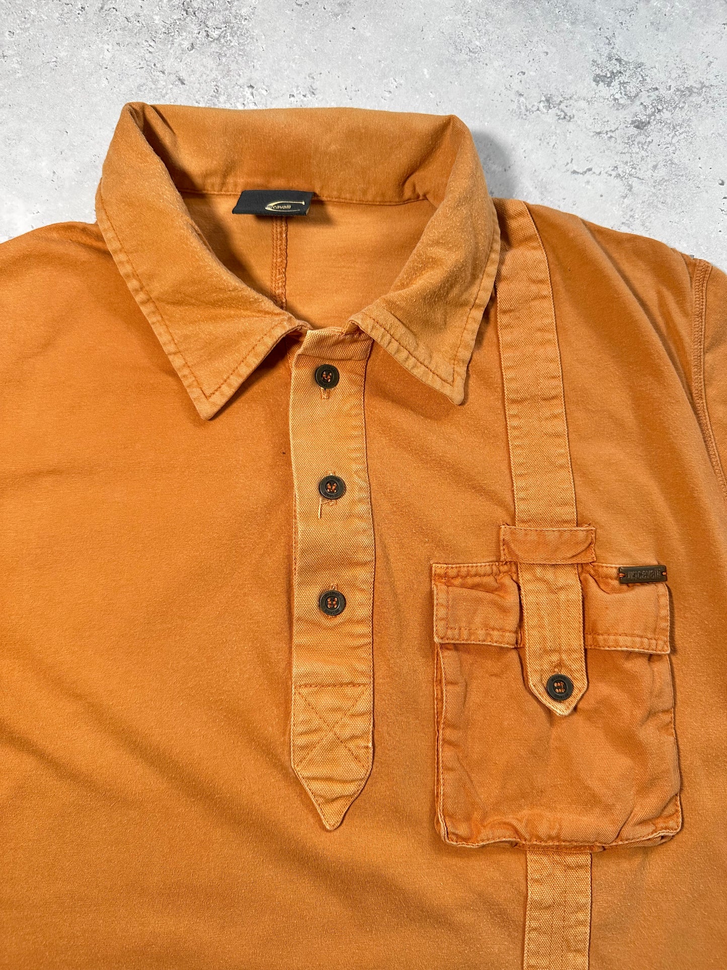 Just Cavalli Burnt Orange Utility Pocket Polo Shirt (M)