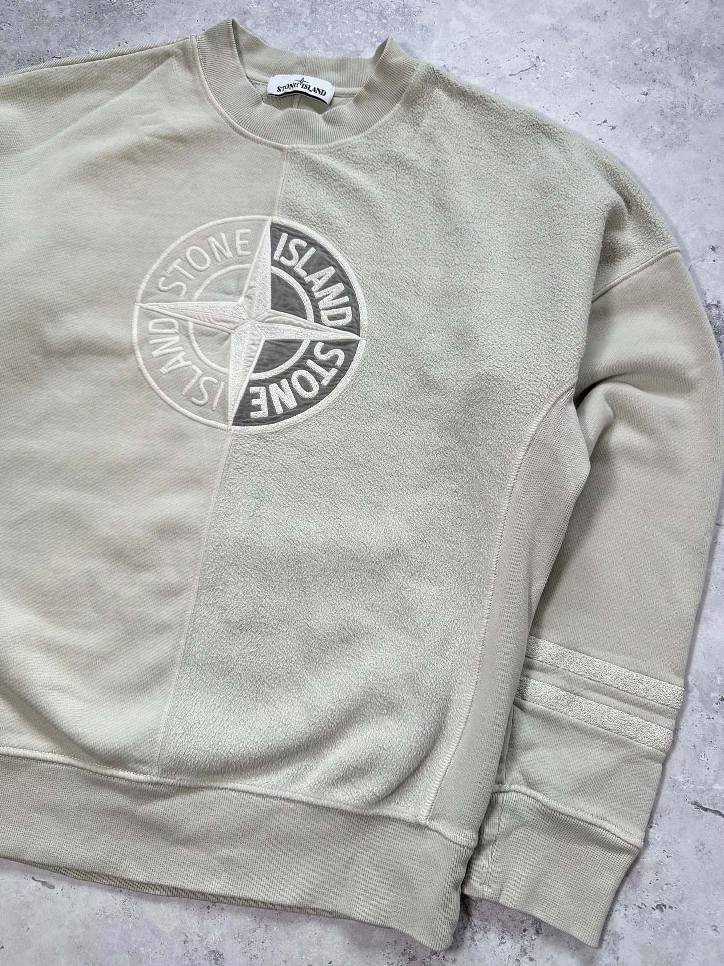 Stone Island AW2019 Old Dye Embroidered Compass Logo Sweatshirt (M)