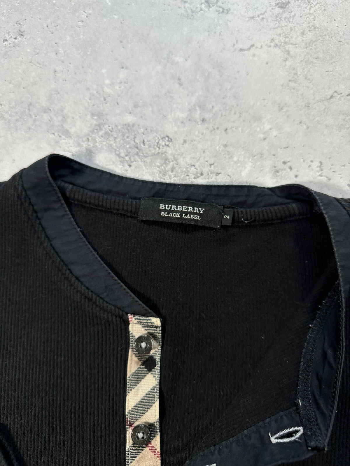 Burberry Black Label 2009 Ribbed Cotton Longsleeve Henley T-shirt (S)