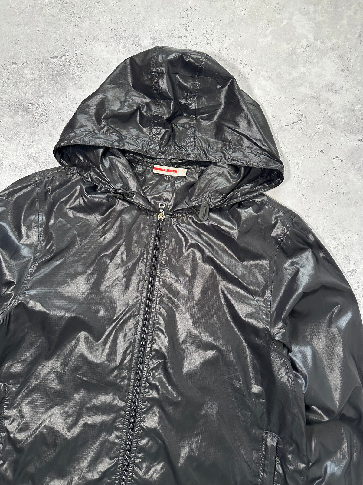 Prada Sport 2006 Black Tab Glossy Shell Zip Jacket (S)