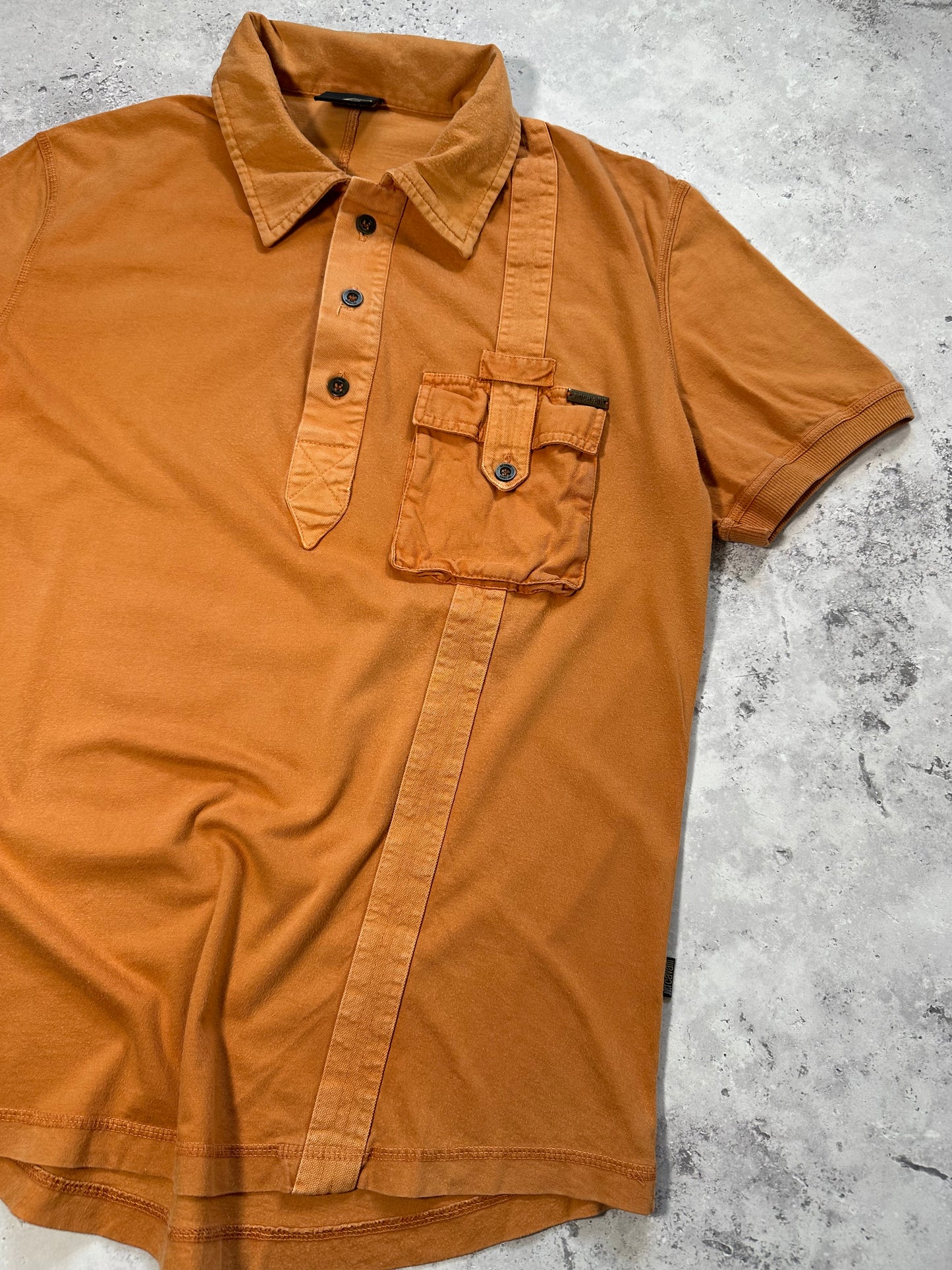 Just Cavalli Burnt Orange Utility Pocket Polo Shirt (M)