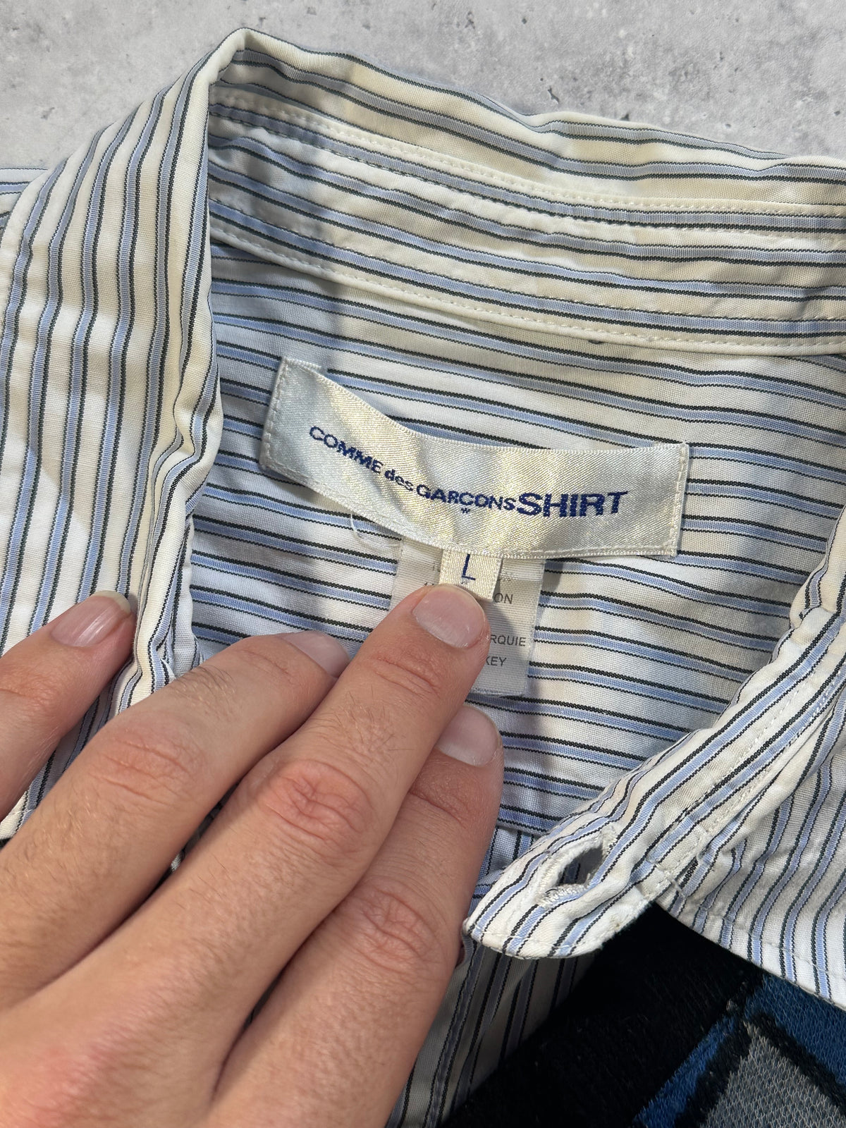 Comme des Garçons Shirt Argyle Knit Panel Striped Longsleeve Shirt (L)