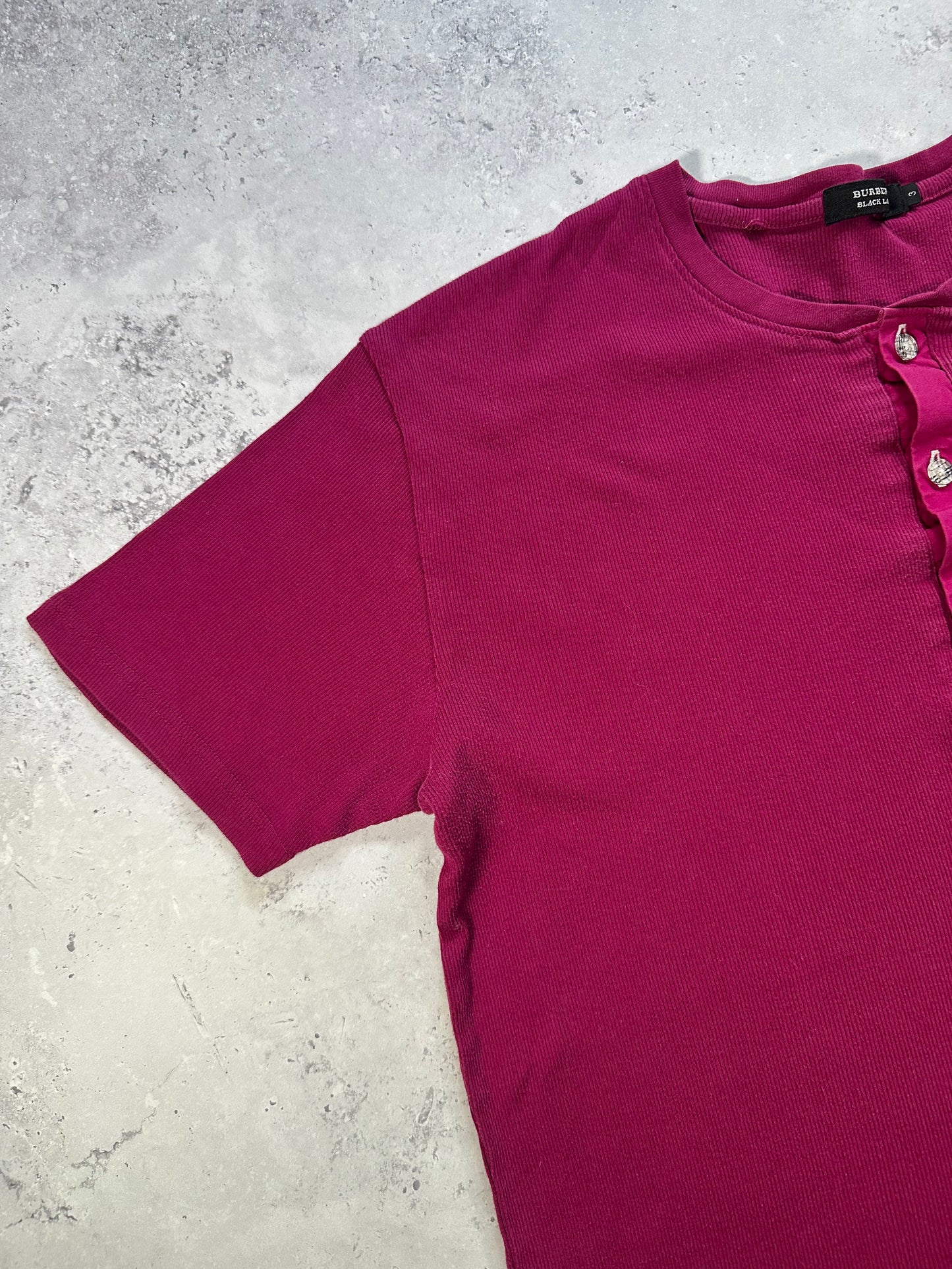 Burberry Black Label 2008 Ribbed Cotton Henley T-shirt (M)
