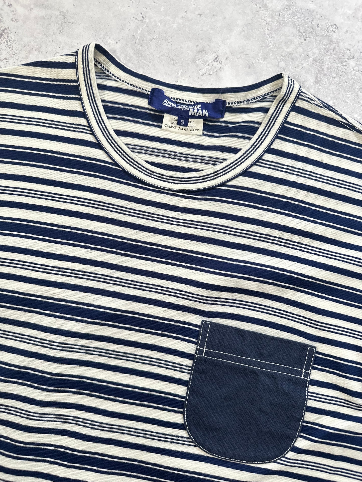Junya Watanabe MAN Comme Des Garçons AD2017 Striped Pocket Tshirt (M)