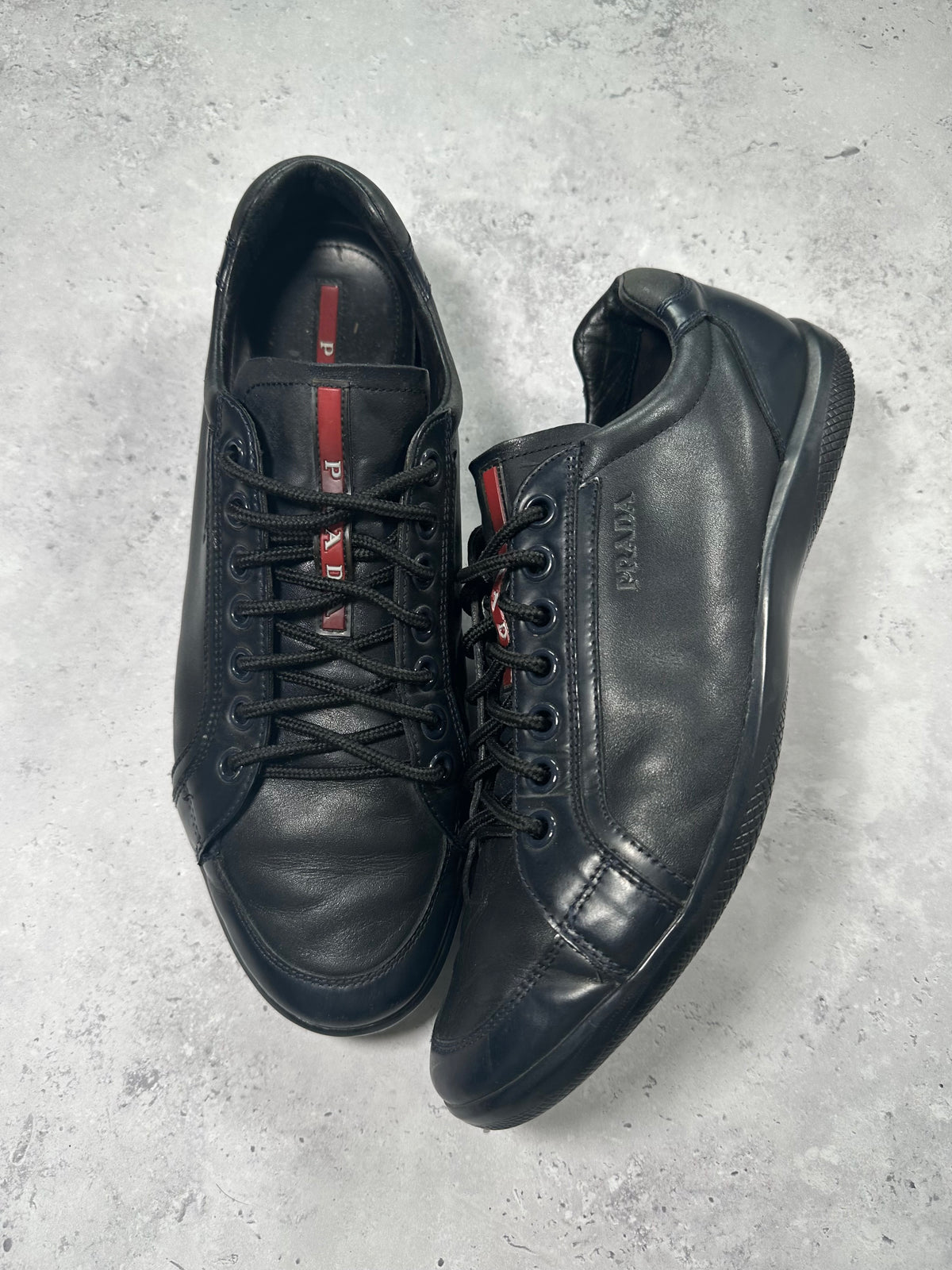 Prada Linea Rossa 2000s Leather ‘GAT’ Low Sneakers in Black (UK9/US10/EU43)