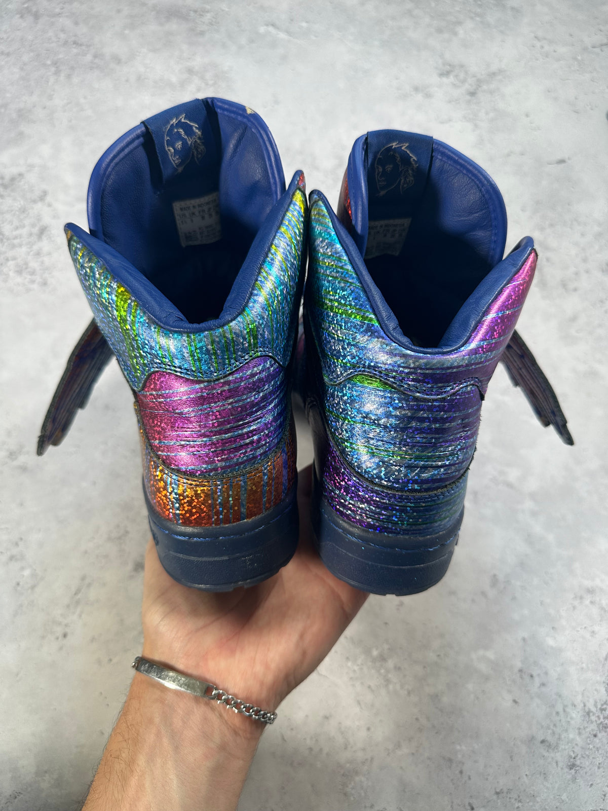 Adidas x Jeremy Scott 2012 JS Wings Iridescent Rainbow Foil Sneakers