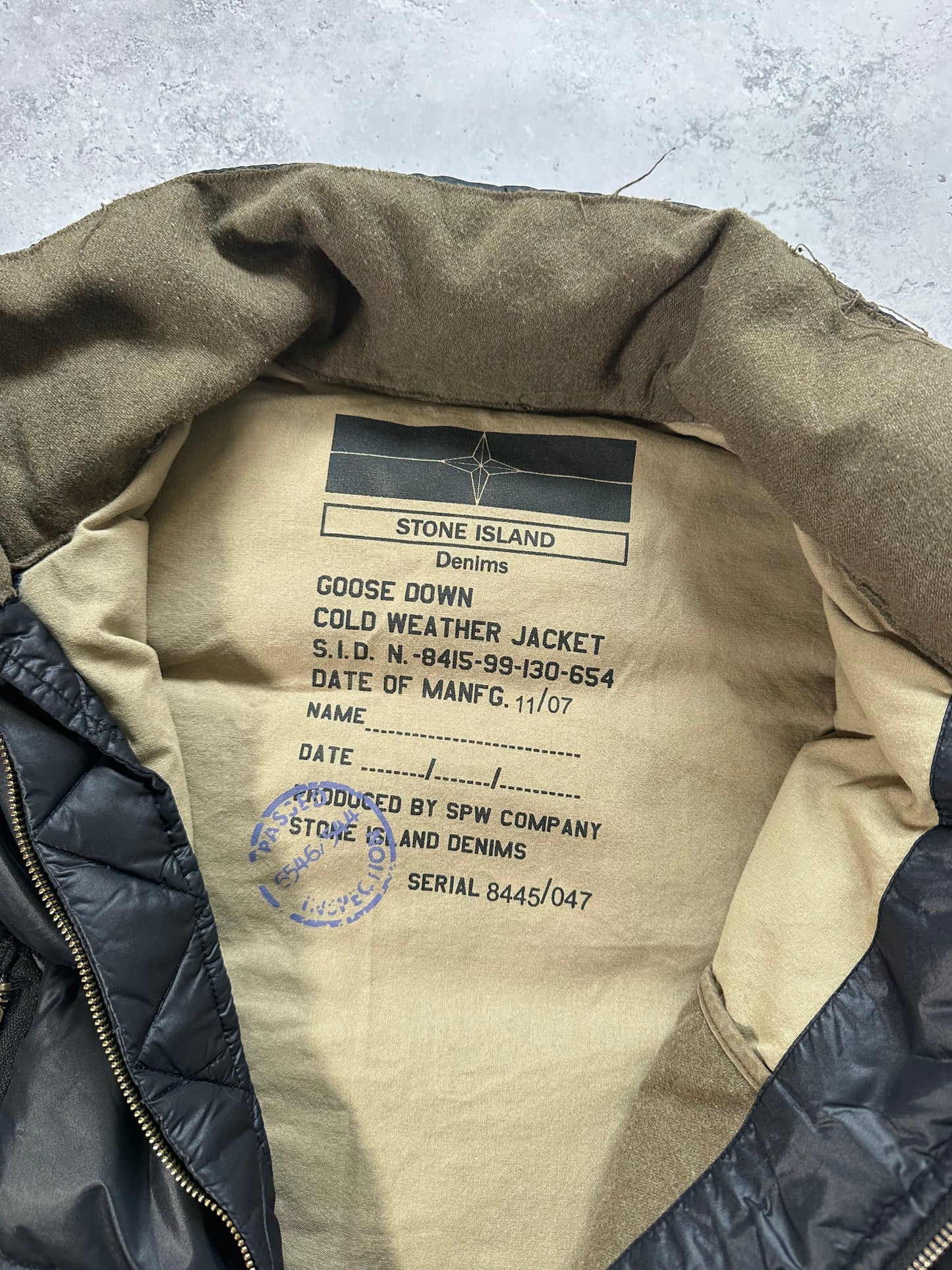Stone Island AW2007 Asymmetrical Zip Goose Down Puffer Jacket (S)
