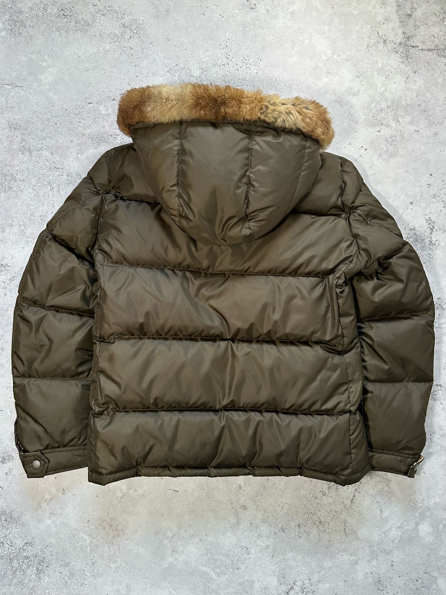 Burberry Black Label 2007 Fur Hood Down Puffer Jacket in Khaki (M)