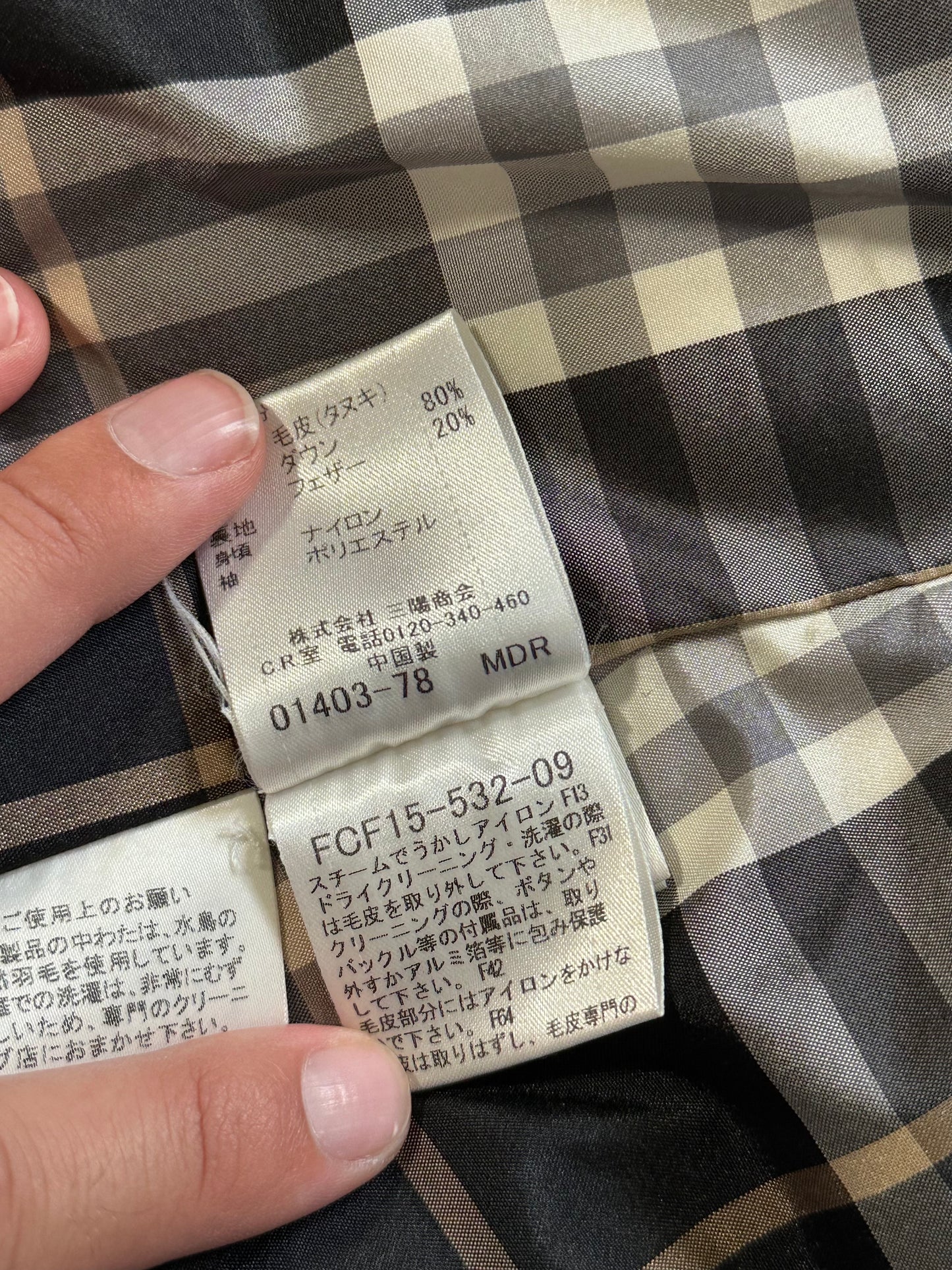Burberry Blue Label 2009 Fur Hood Down Puffer Jacket (40, fits S-M / 8-10)