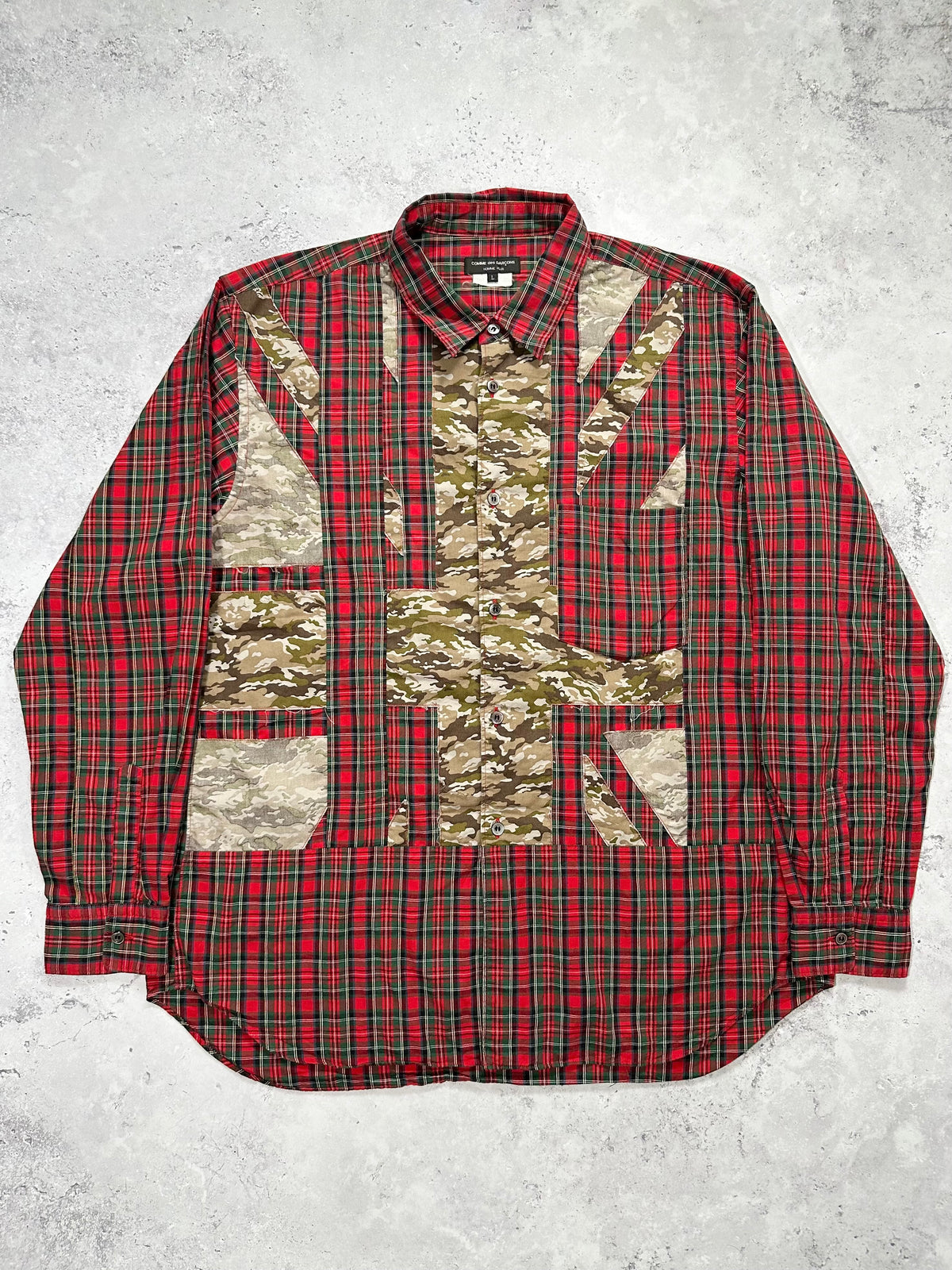 Comme des Garçons Homme Plus AD2012 Camo Union Jack Plaid Longsleeve Shirt (L)