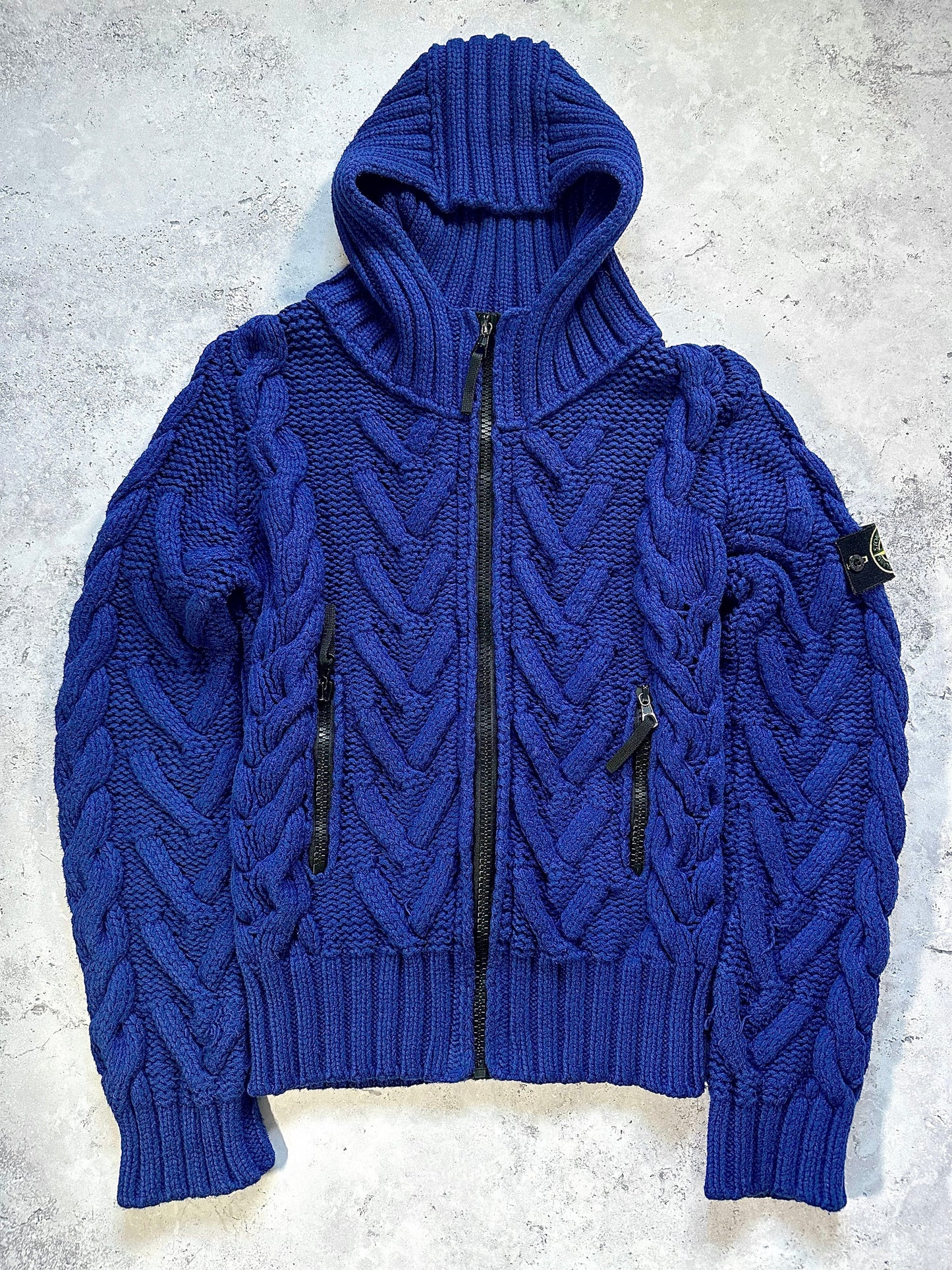 Stone Island 2008 President Cable Knit Zip Jacket (L fits M)