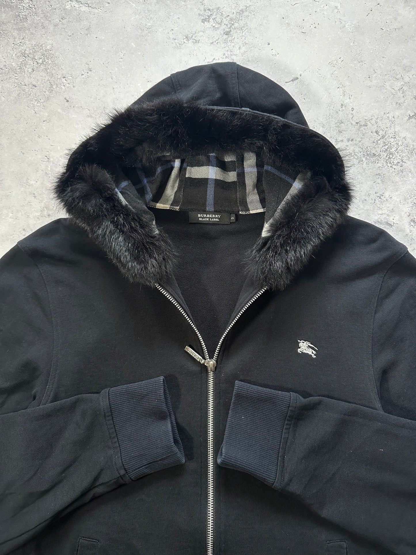 Burberry Black Label 2009 Fur Hood Zip Hoodie (S)
