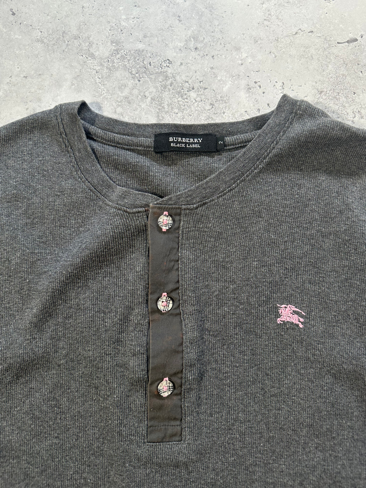 Burberry Black Label 2008 Ribbed Cotton Henley Tshirt (XS-S)