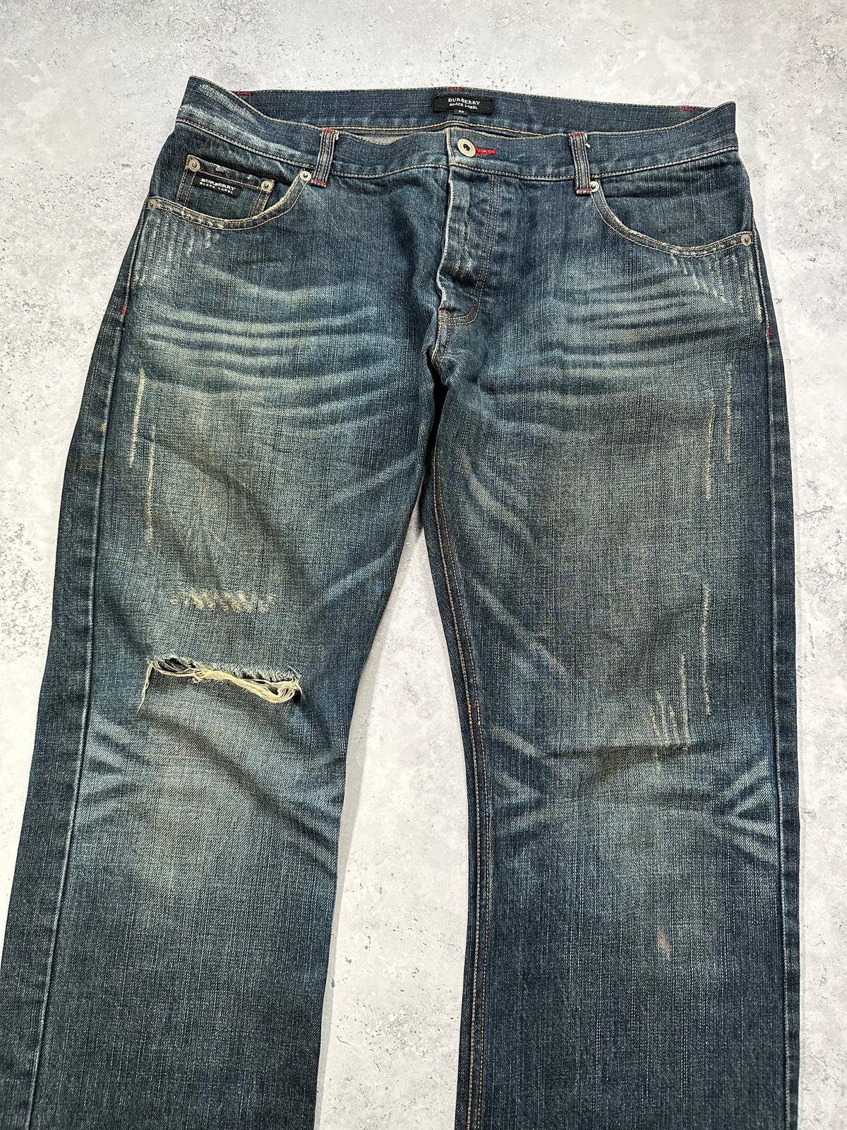Burberry Black Label 2007 Pocket Check Clawmark Denim Jeans (Waist 33-34” / 85cm)