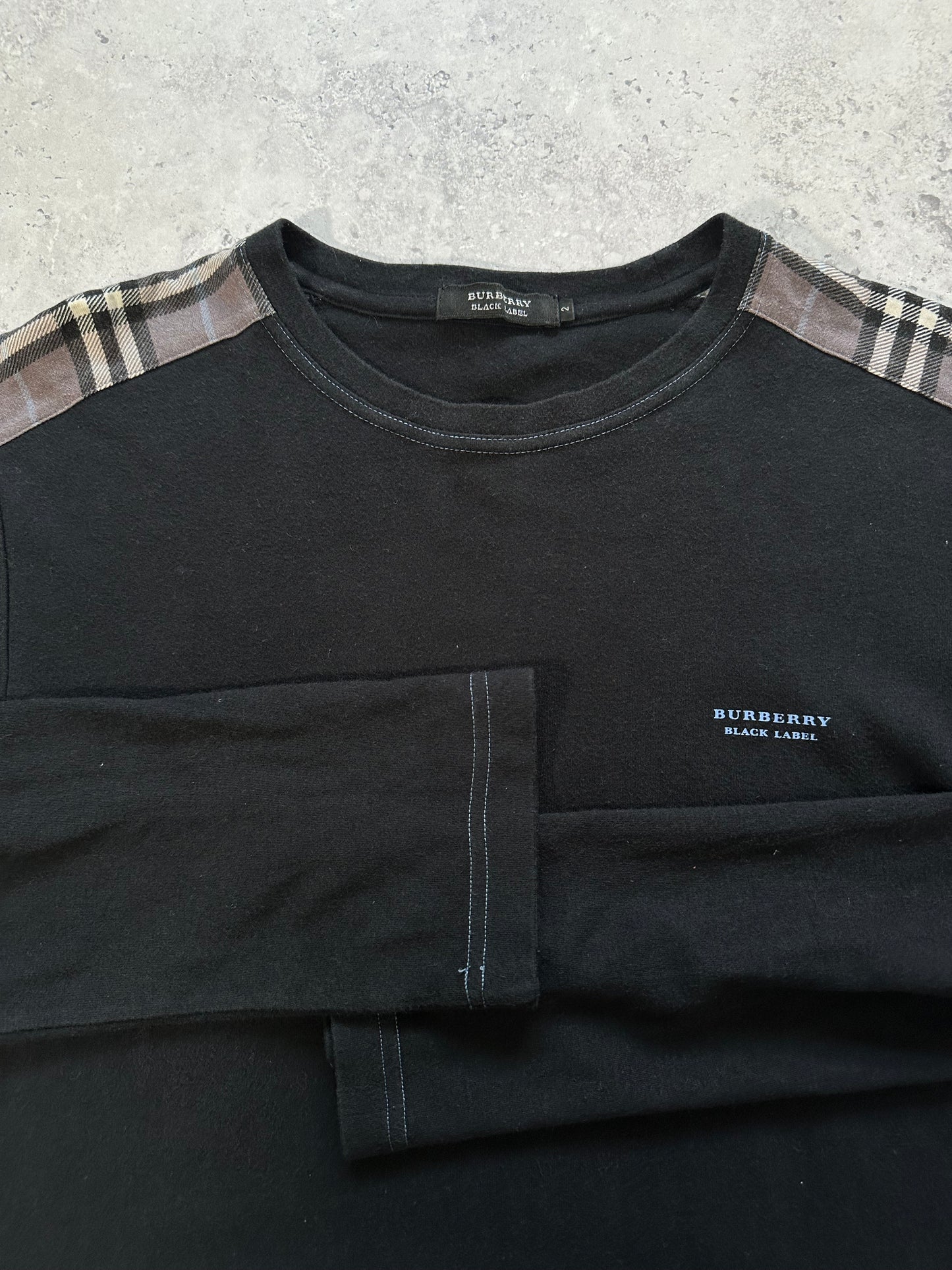 Burberry Black Label 2009 Shoulder Check Spellout Longsleeve T-shirt (S)