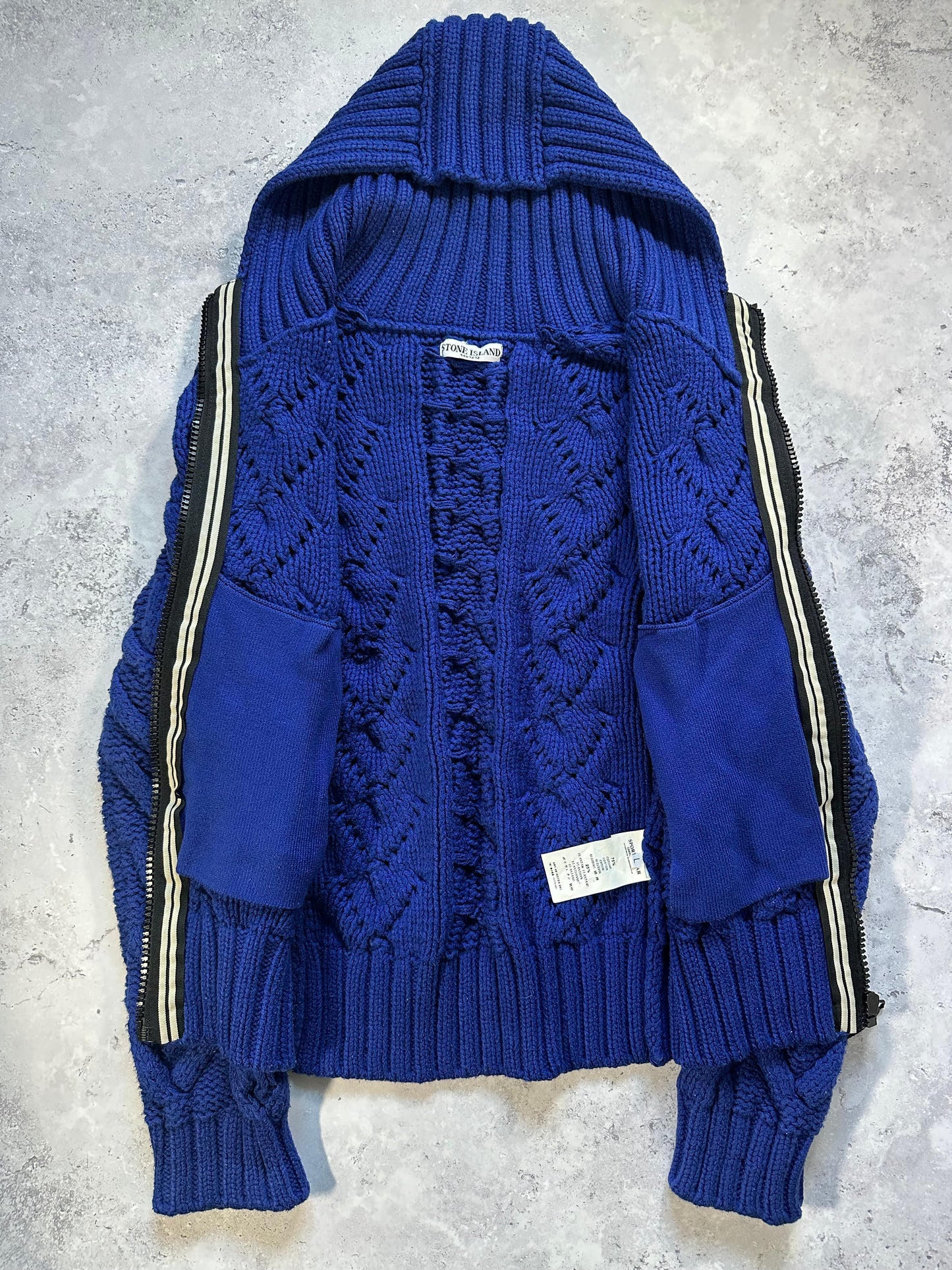 Stone Island 2008 President Cable Knit Zip Jacket (L fits M)