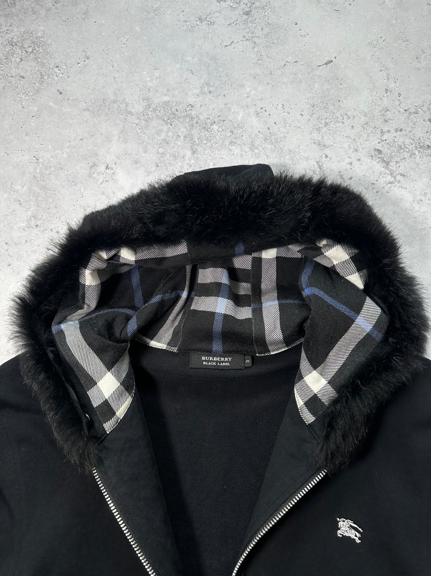 Burberry Black Label 2009 Fur Hood Zip Hoodie (S)