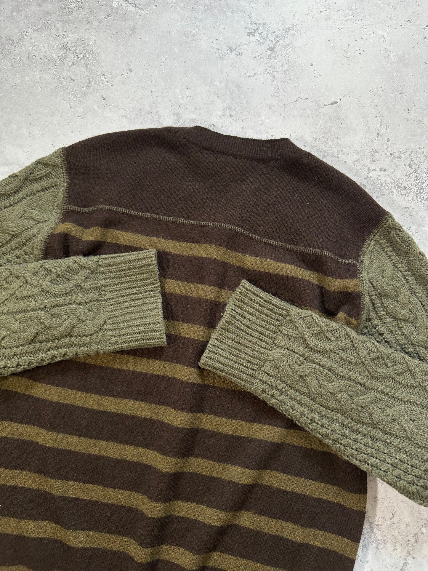 Junya Watanabe MAN Comme Des Garçons AD2010 Striped Cable Knit Sweatshirt (S)
