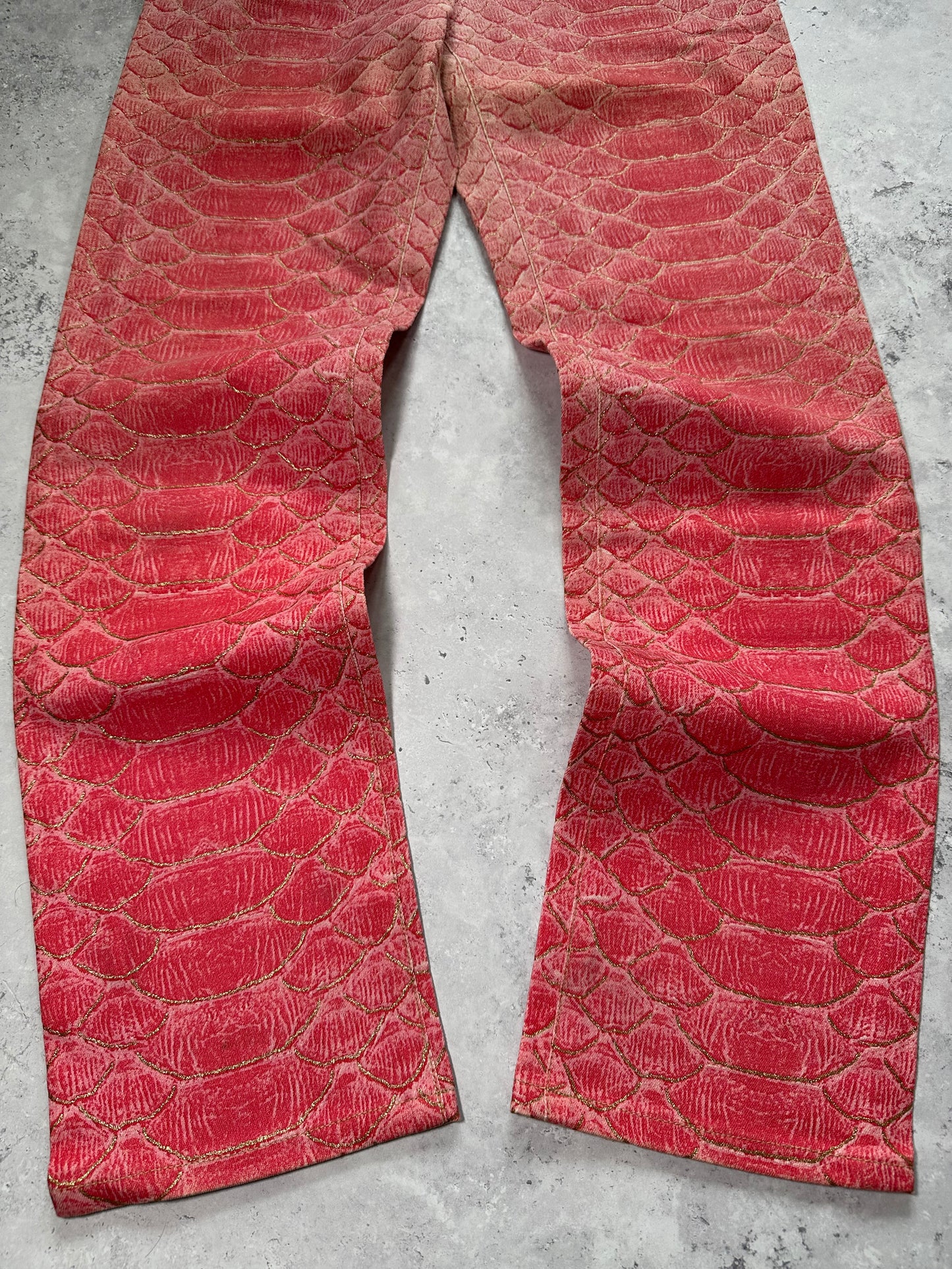 Roberto Cavalli S/S1999 Pink Python Glittered Swarovski Jeans (W29 L32)