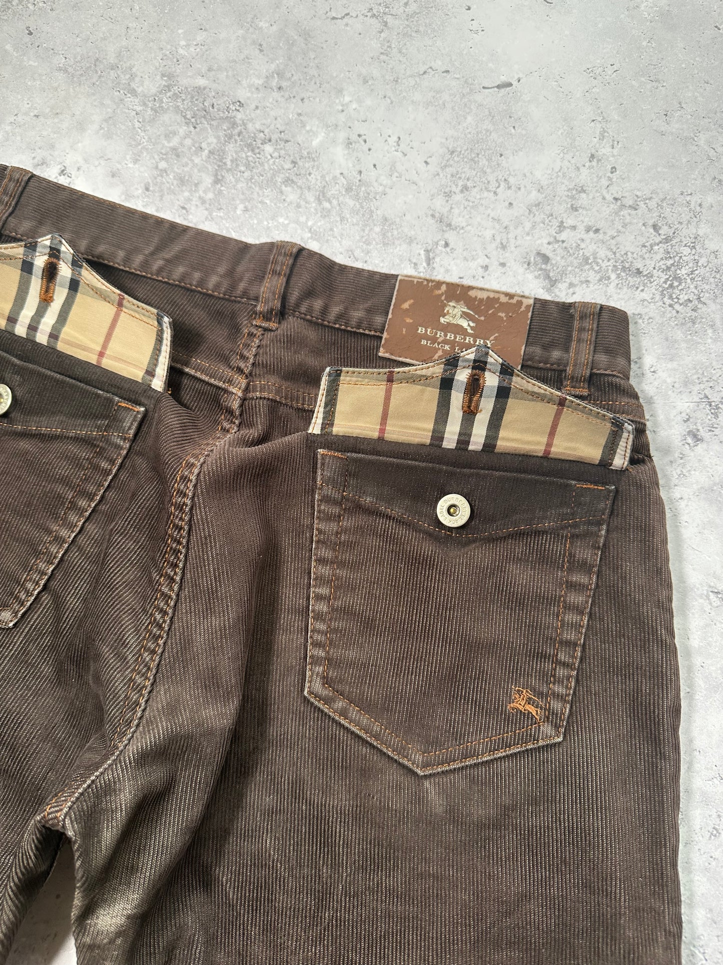 Burberry Black Label 2007 Pocket Check Corduroy Jeans