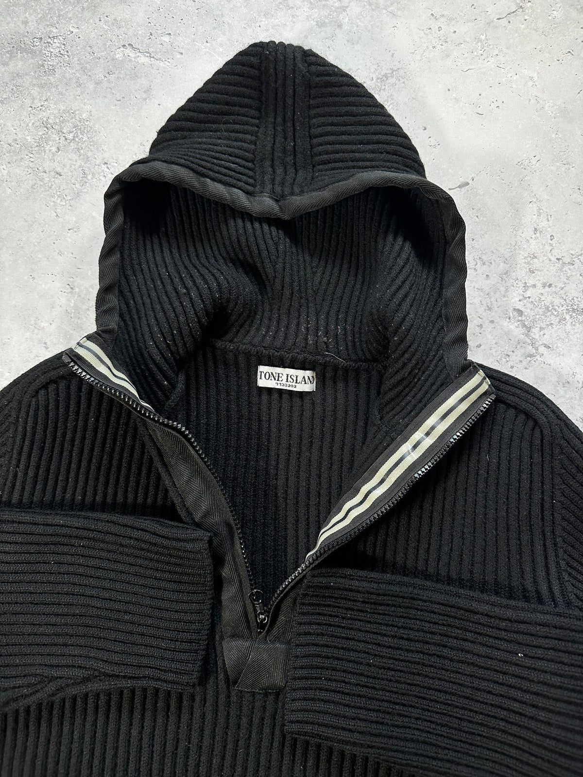 Stone Island AW2007 Ribbed Soft Wool Quarter Zip Hoodie (M)