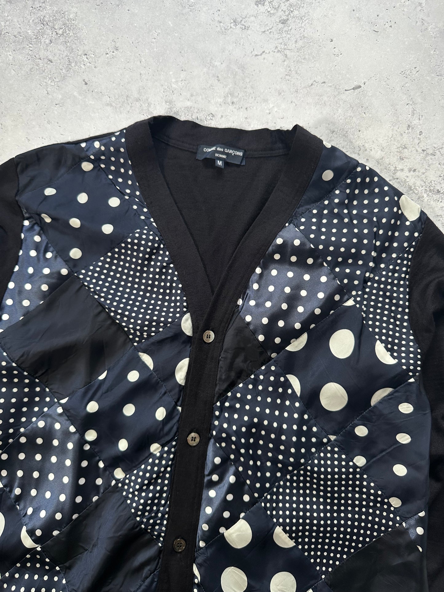 Comme des Garçons Homme AD2015 Polkadot Diamond Patchwork Cardigan
