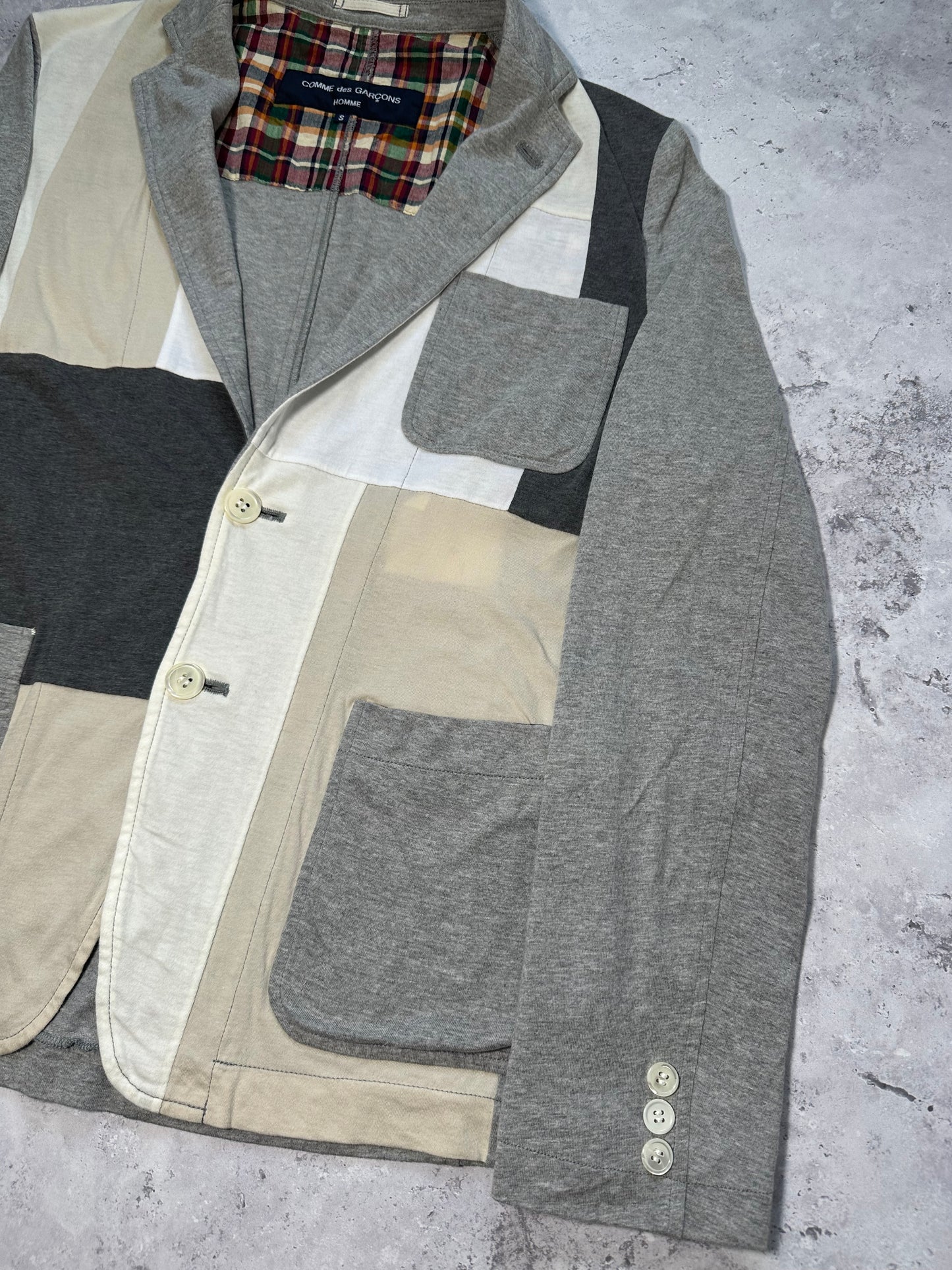 Comme des Garçons Homme SS2008 Patchwork Jersey Blazer (S)