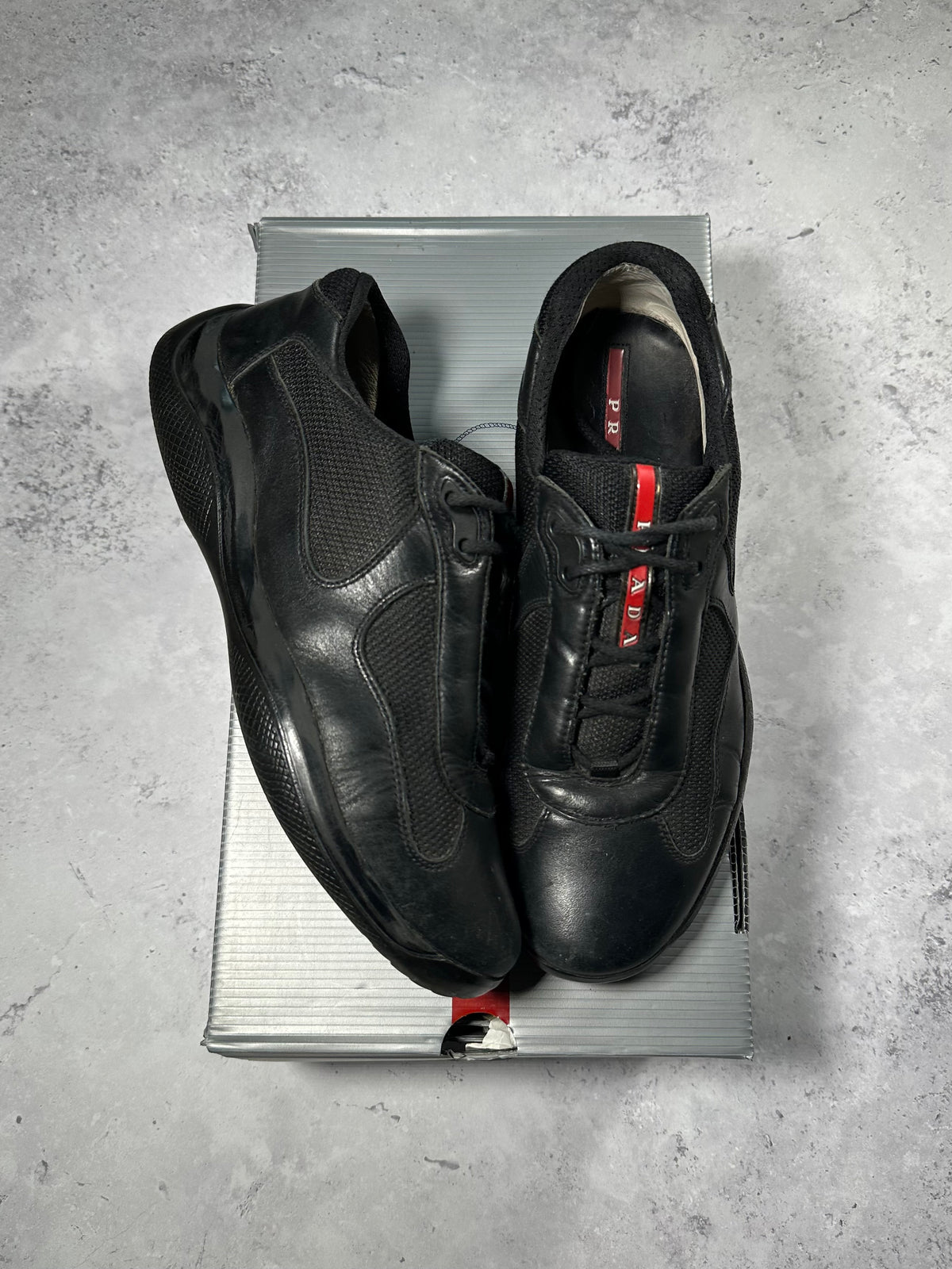 Prada Linea Rossa America’s Cup Sneakers in Black (fits UK8/EU42/ US9. Insole measures 27.5cm)