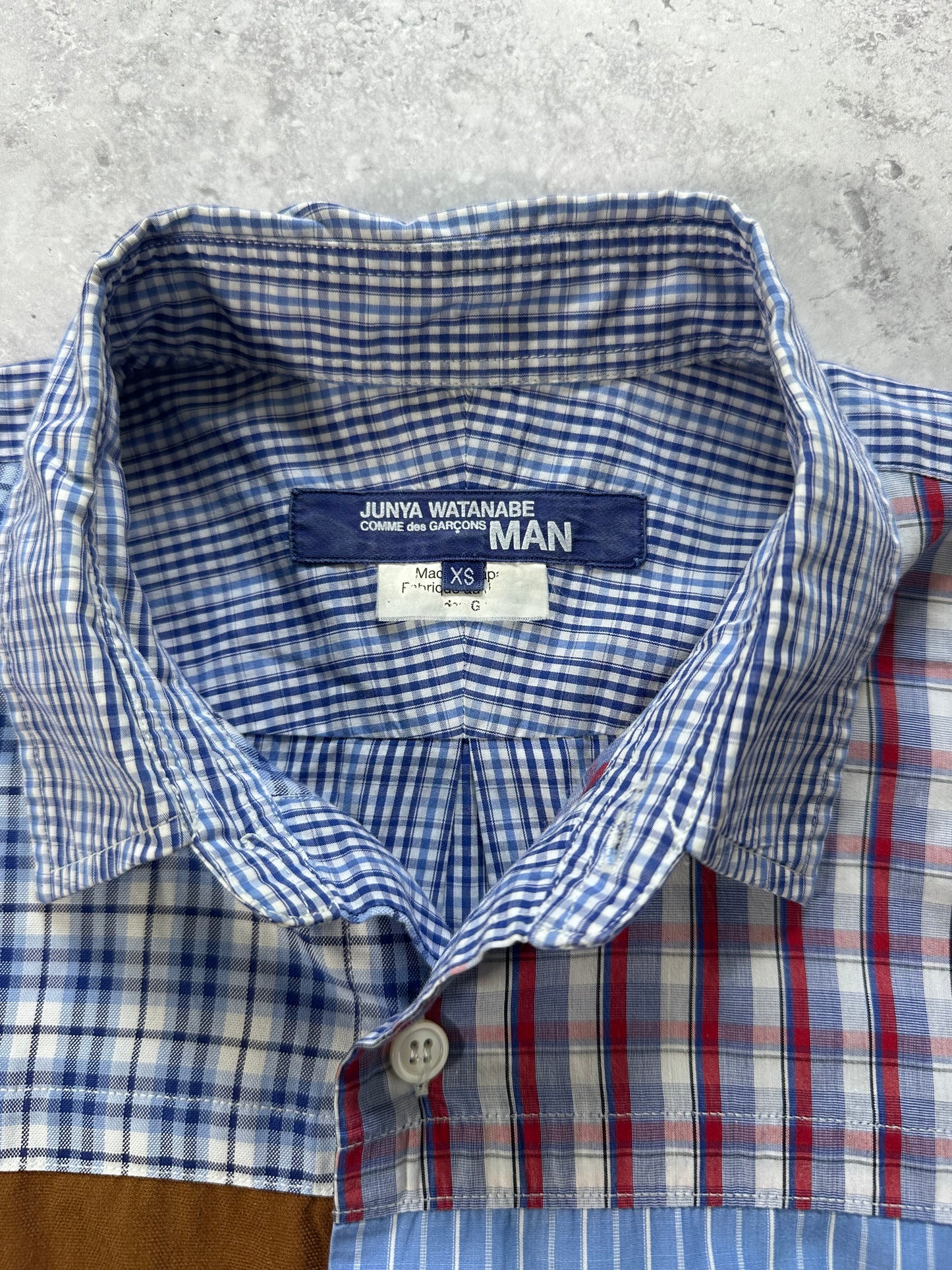 Junya Watanabe MAN Comme des Garcons SS2017 Plaid Patchwork Shirt (S)