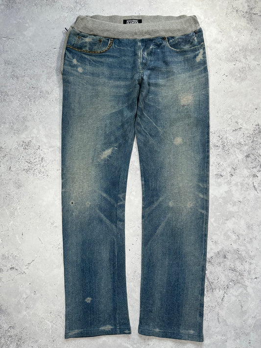 Hysteric Glamour Trompe L’oeil Studded Denim Effect Sweatpants (M)