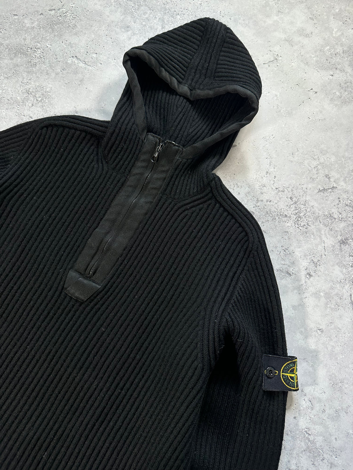 Stone Island AW2007 Ribbed Soft Wool Quarter Zip Hoodie (M)