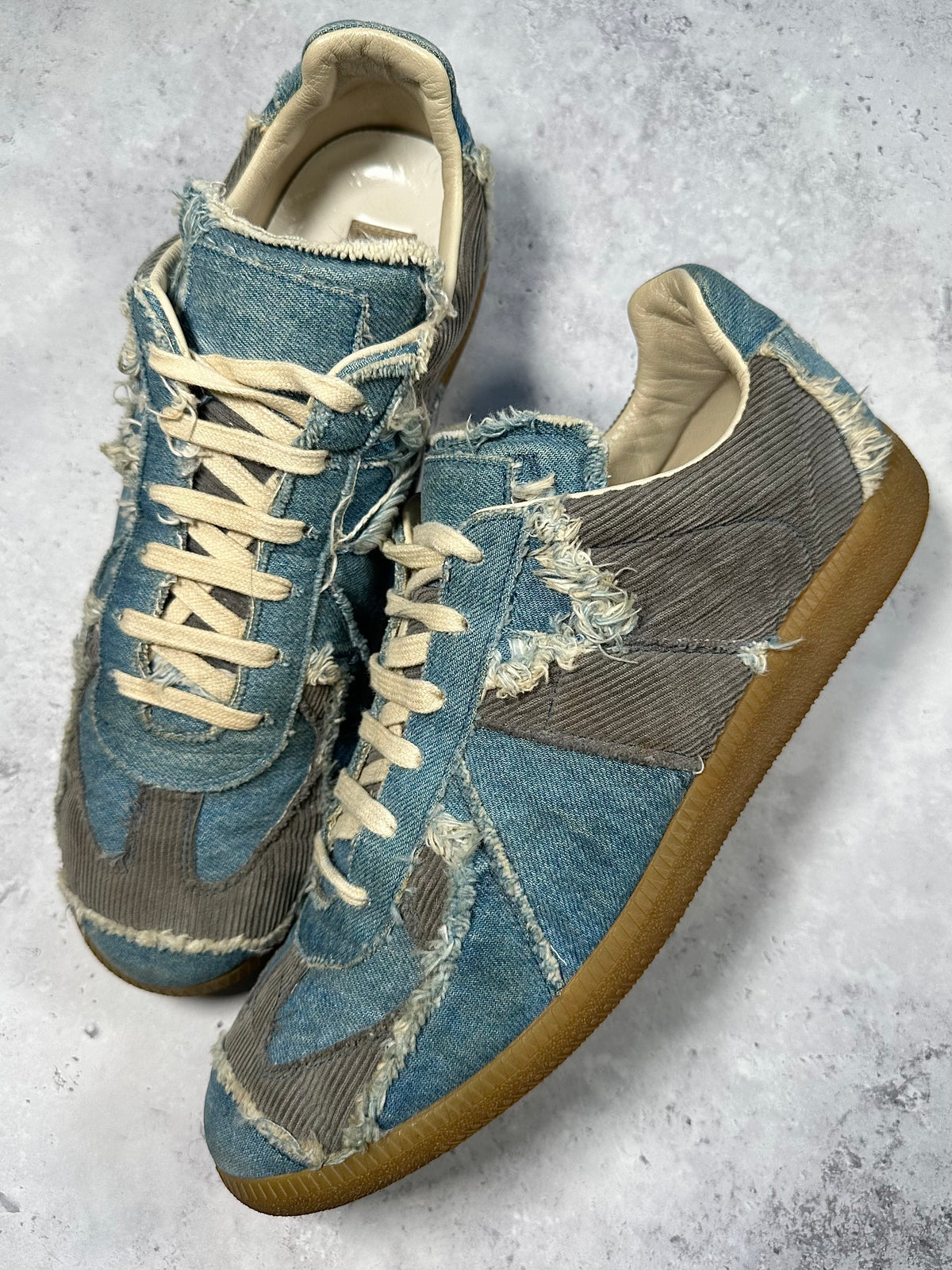 Maison Margiela 2017 Denim Corduroy Patchwork GAT Sneakers (EU44 / UK10 / US11)