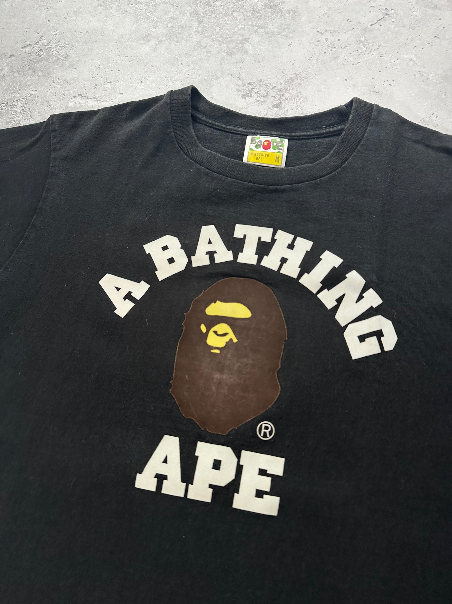 A Bathing Ape Bape Velour College Spellout Logo T-Shirt (M)